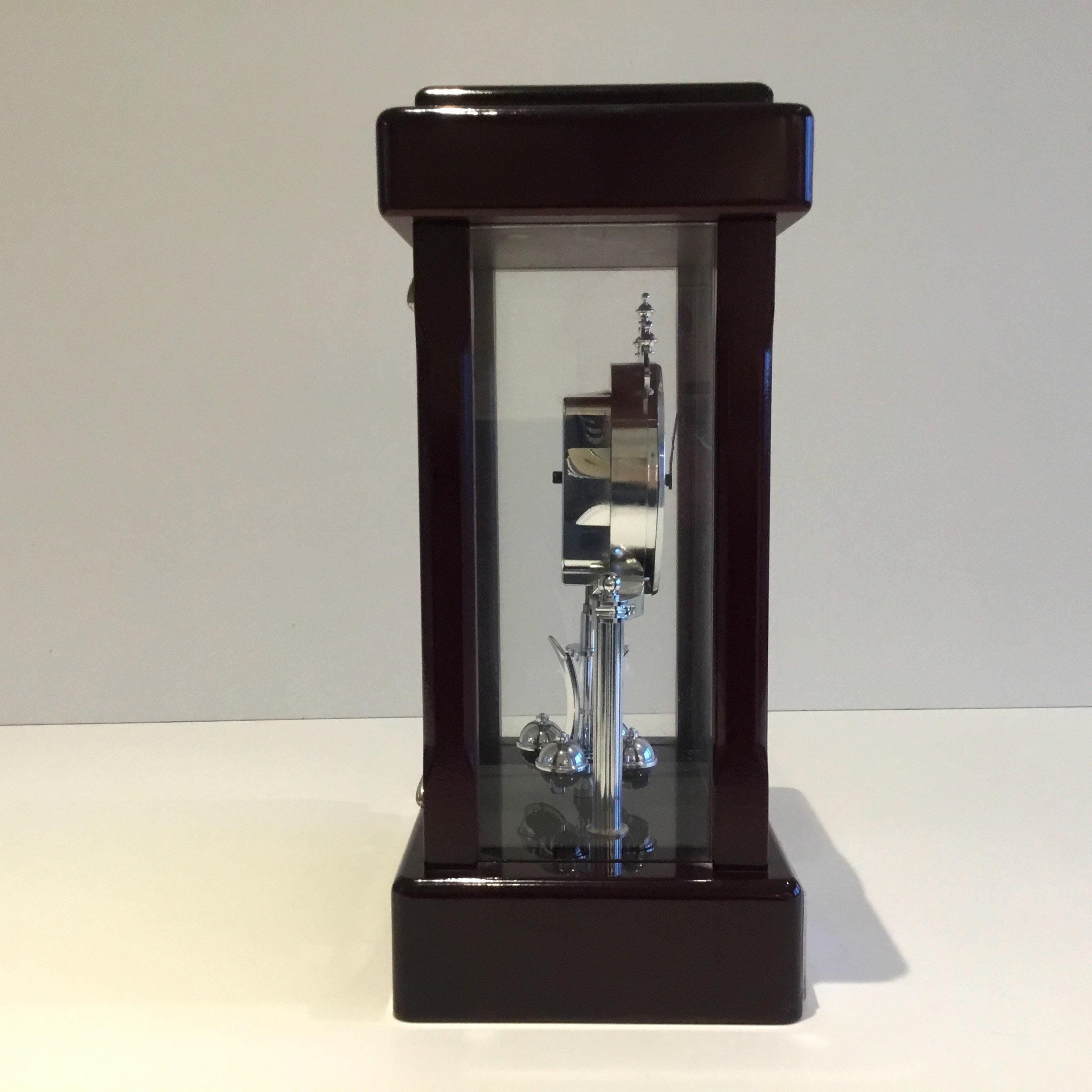 Vintage Clock | 1980s German Haller Table Clock, 925 Silver Inlays Quartz — photo 4 of 8