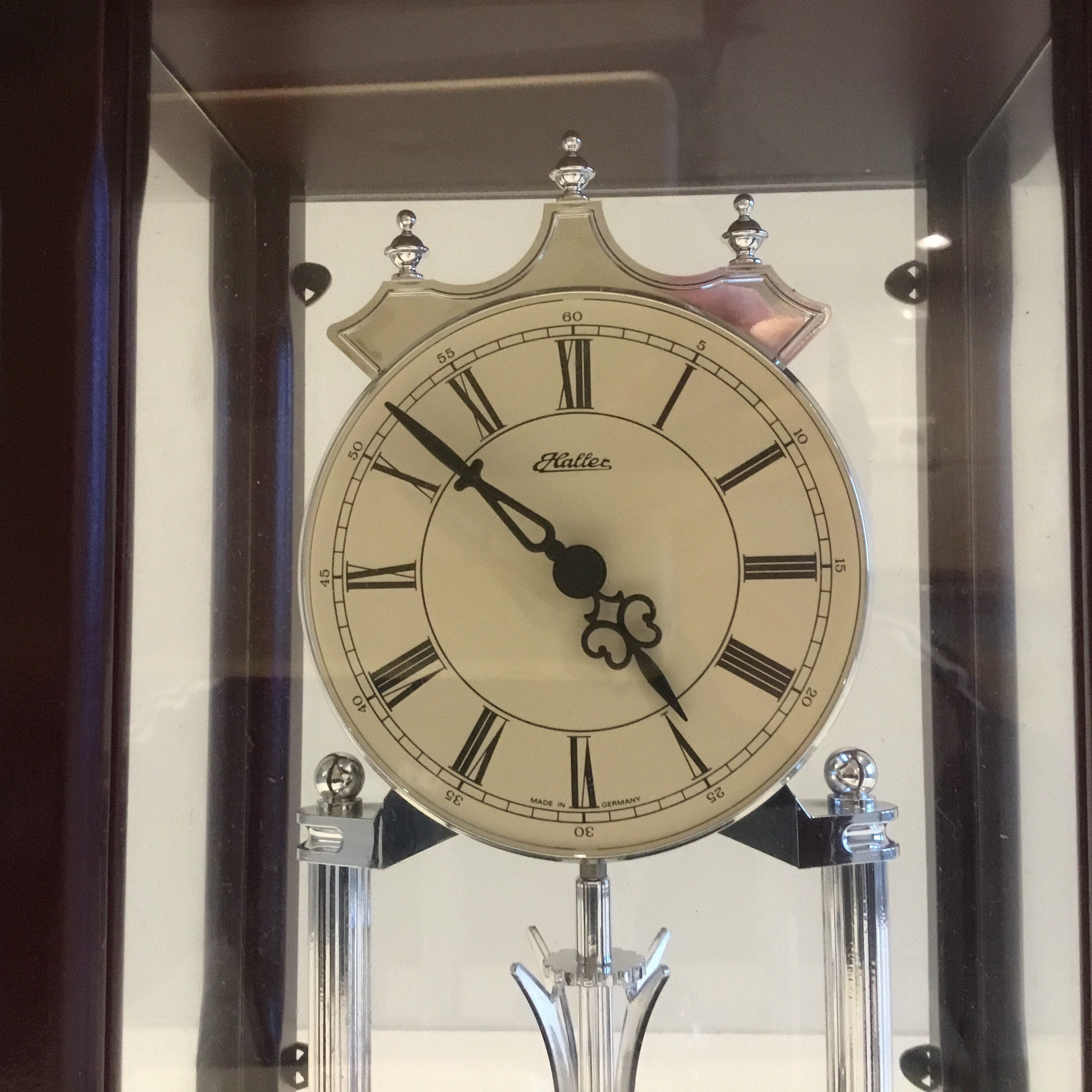 Vintage Clock | 1980s German Haller Table Clock, 925 Silver Inlays Quartz — photo 6 of 8