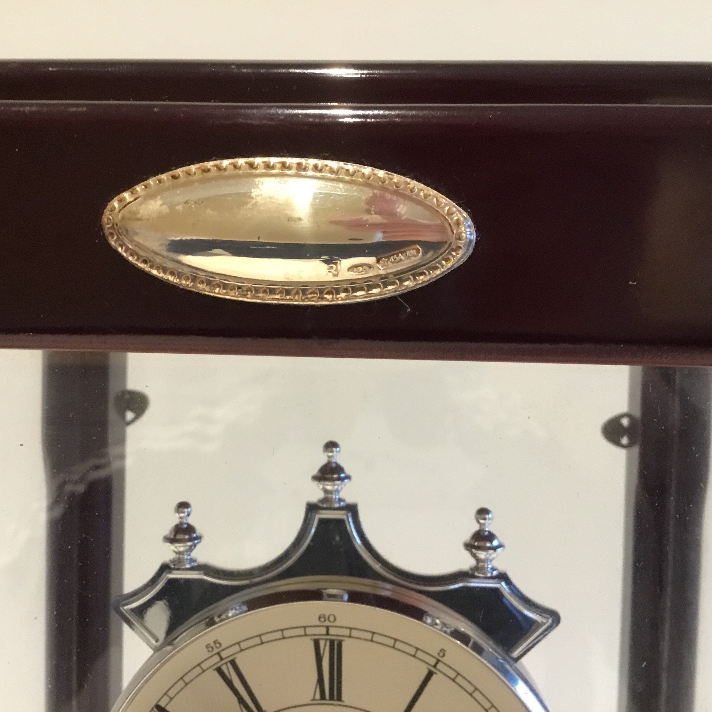 Vintage Clock | 1980s German Haller Table Clock, 925 Silver Inlays Quartz — photo 8 of 8