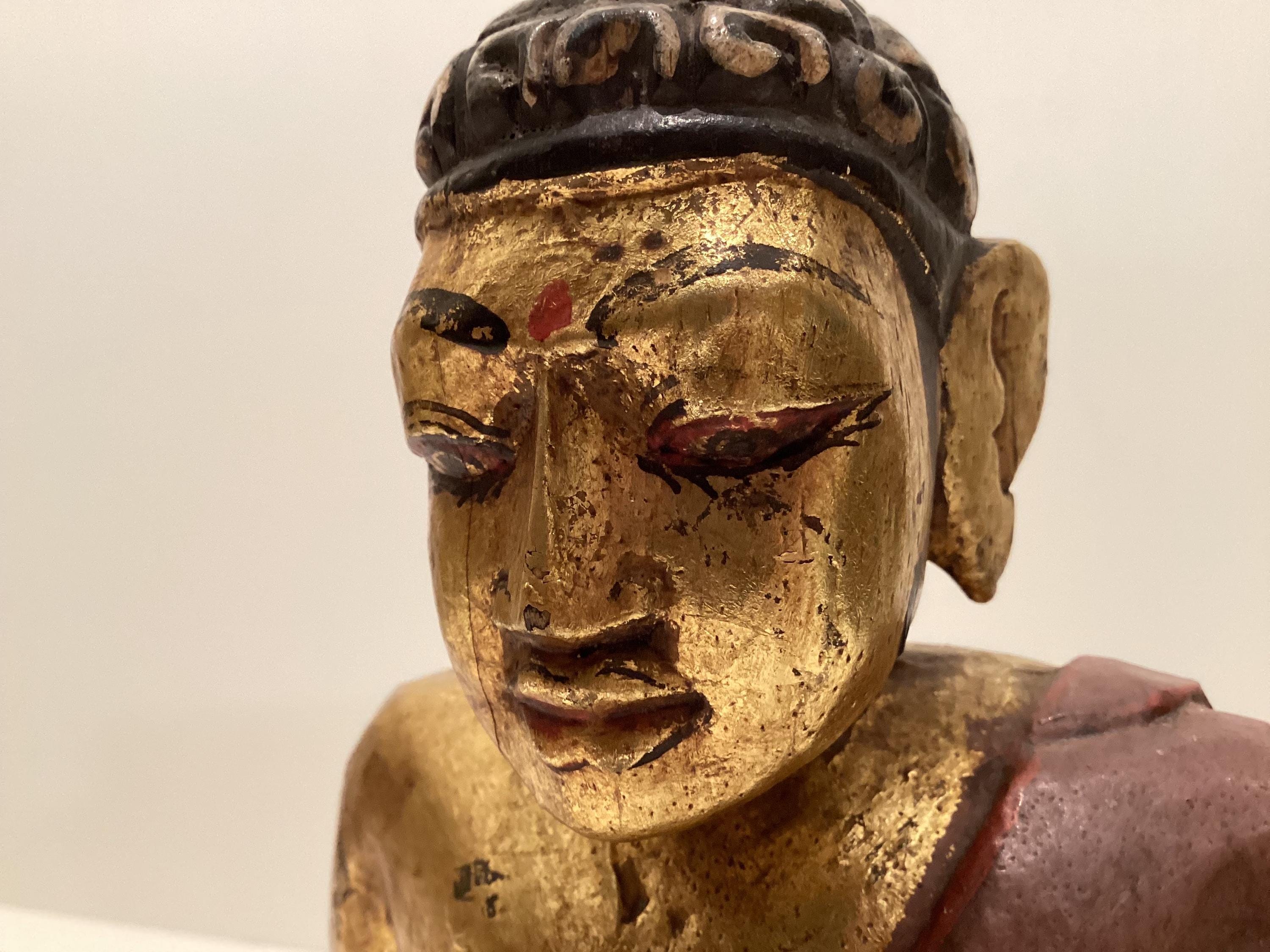 Antique Buddha – Hand-Carved Gilded Wood Tibetan Sculpture (1900s)  Figurine — photo 6 of 11