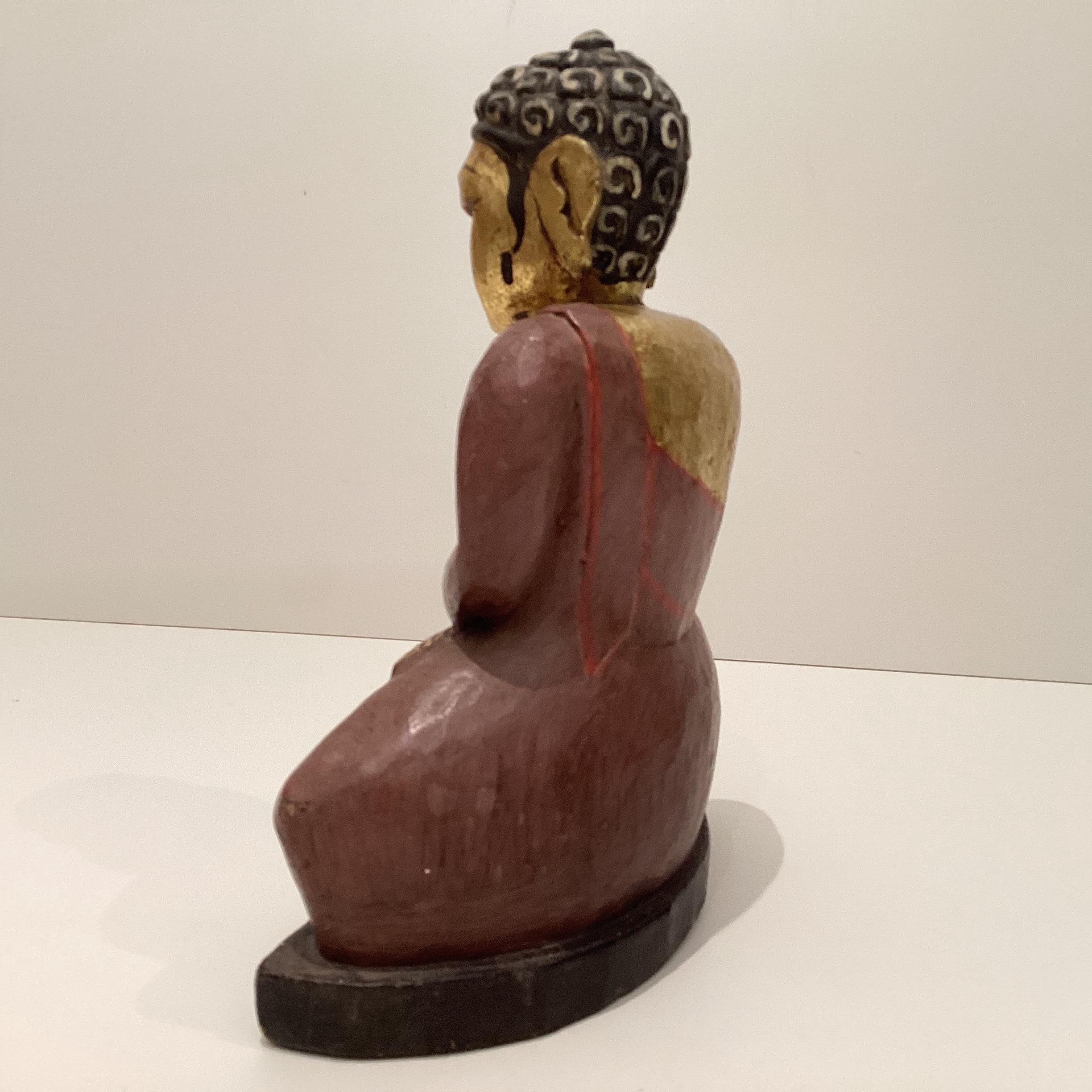 Antique Buddha – Hand-Carved Gilded Wood Tibetan Sculpture (1900s)  Figurine — photo 10 of 11