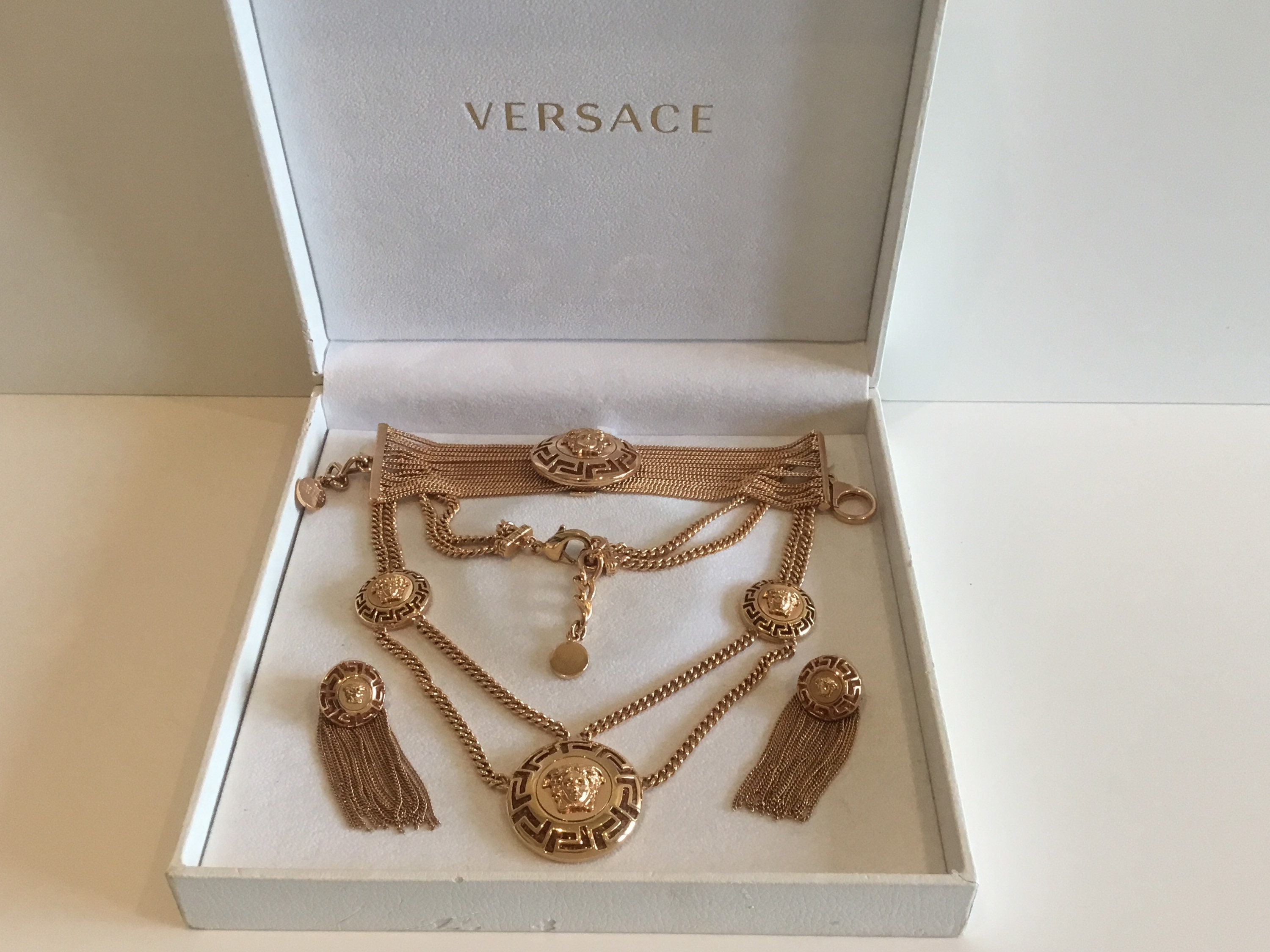 Vintage Jewelry | 1980s Versace Medusa Set, Gold Plated Limited Edition with Crystal* — photo 2 of 11