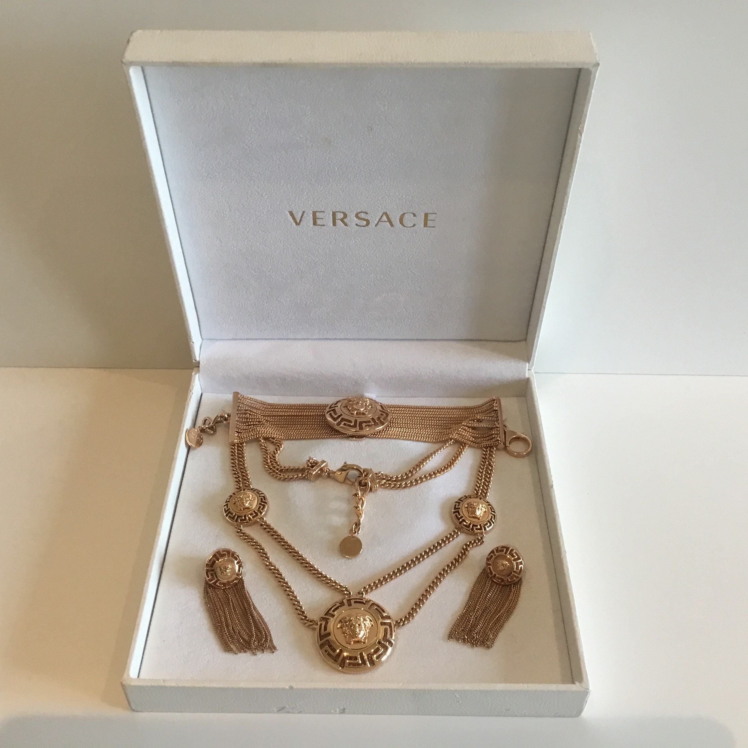 Vintage Jewelry | 1980s Versace Medusa Set, Gold Plated Limited Edition with Crystal* — photo 3 of 11