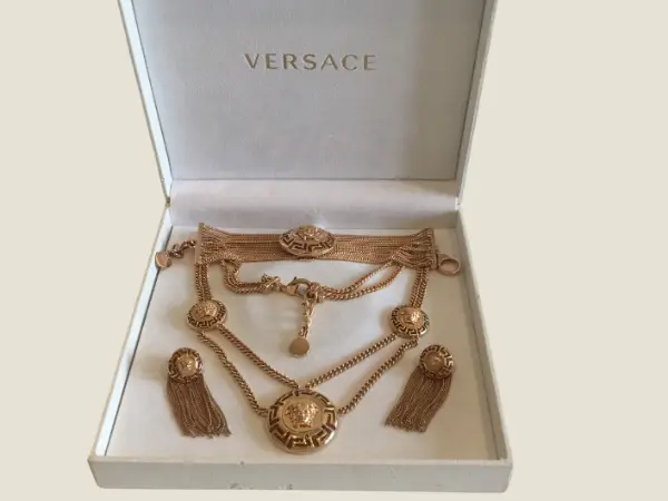 Vintage Jewelry | 1980s Versace Medusa Set, Gold Plated Limited Edition with Crystal*