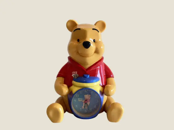 Vintage Disney Clock | 1980s Winnie The Pooh Musical Alarm Piggy Bank, Working Light