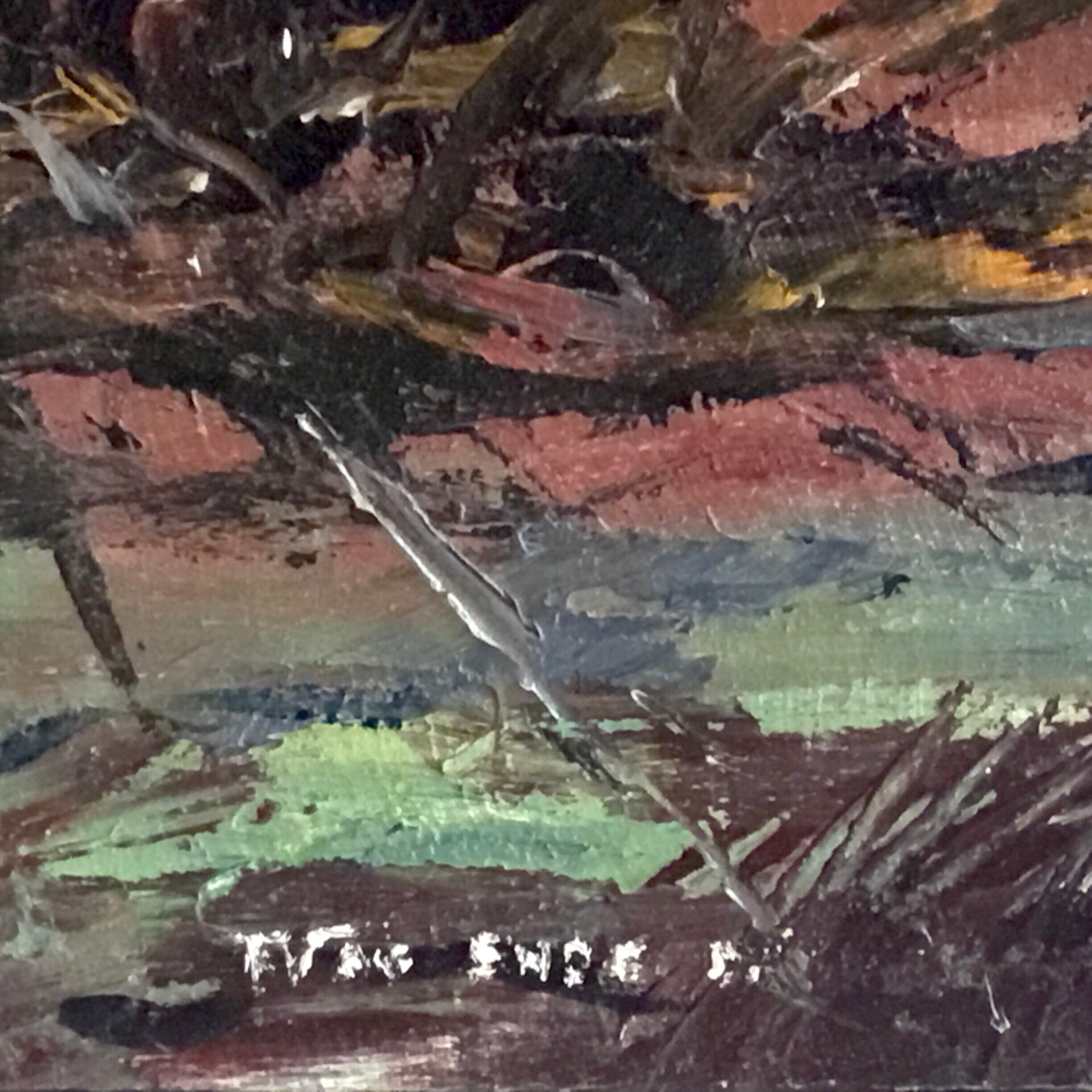 Oil Painting On Canvas With Elephants (1950s) Signed Ende — photo 6 of 7