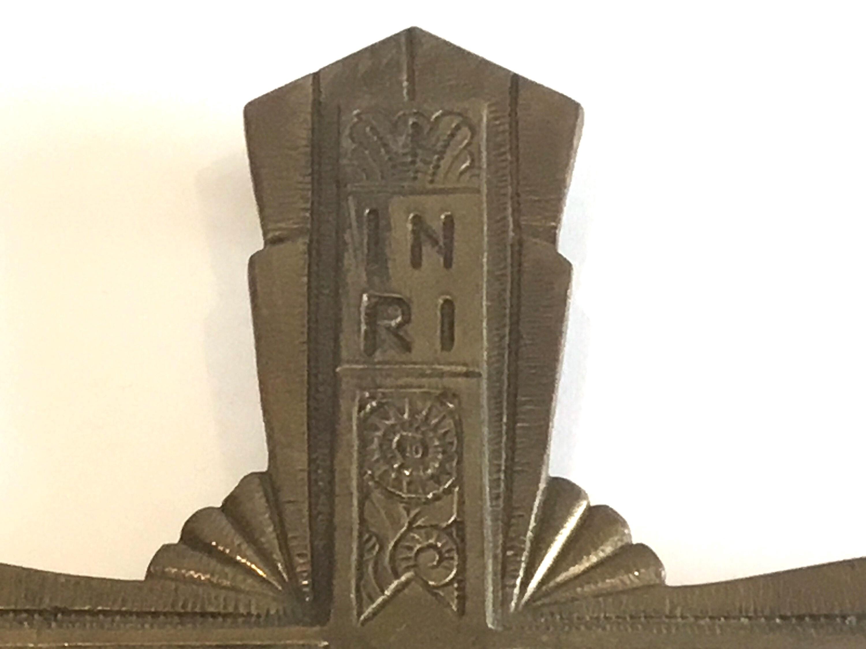 Antique Art Deco Crucifix | 1930s French Copper Cross, Signed R. Servais Religious Art — photo 7 of 11