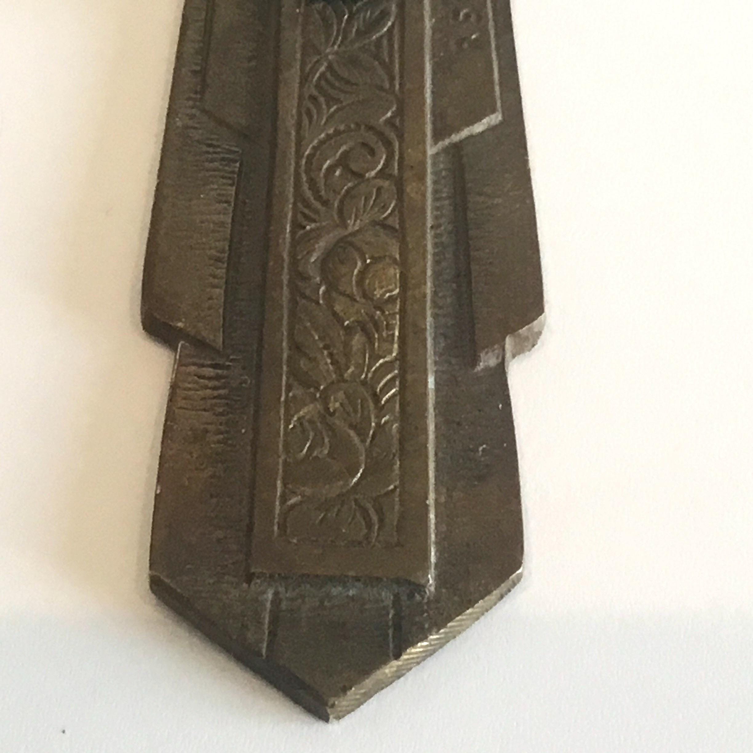 Antique Art Deco Crucifix | 1930s French Copper Cross, Signed R. Servais Religious Art — photo 8 of 11