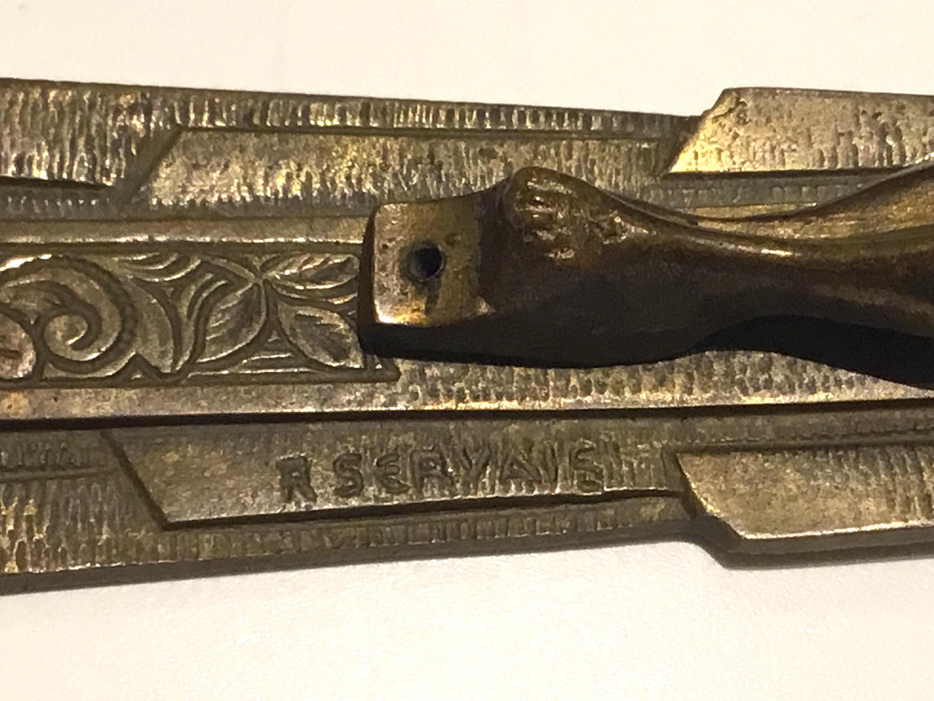 Antique Art Deco Crucifix | 1930s French Copper Cross, Signed R. Servais Religious Art — photo 10 of 11