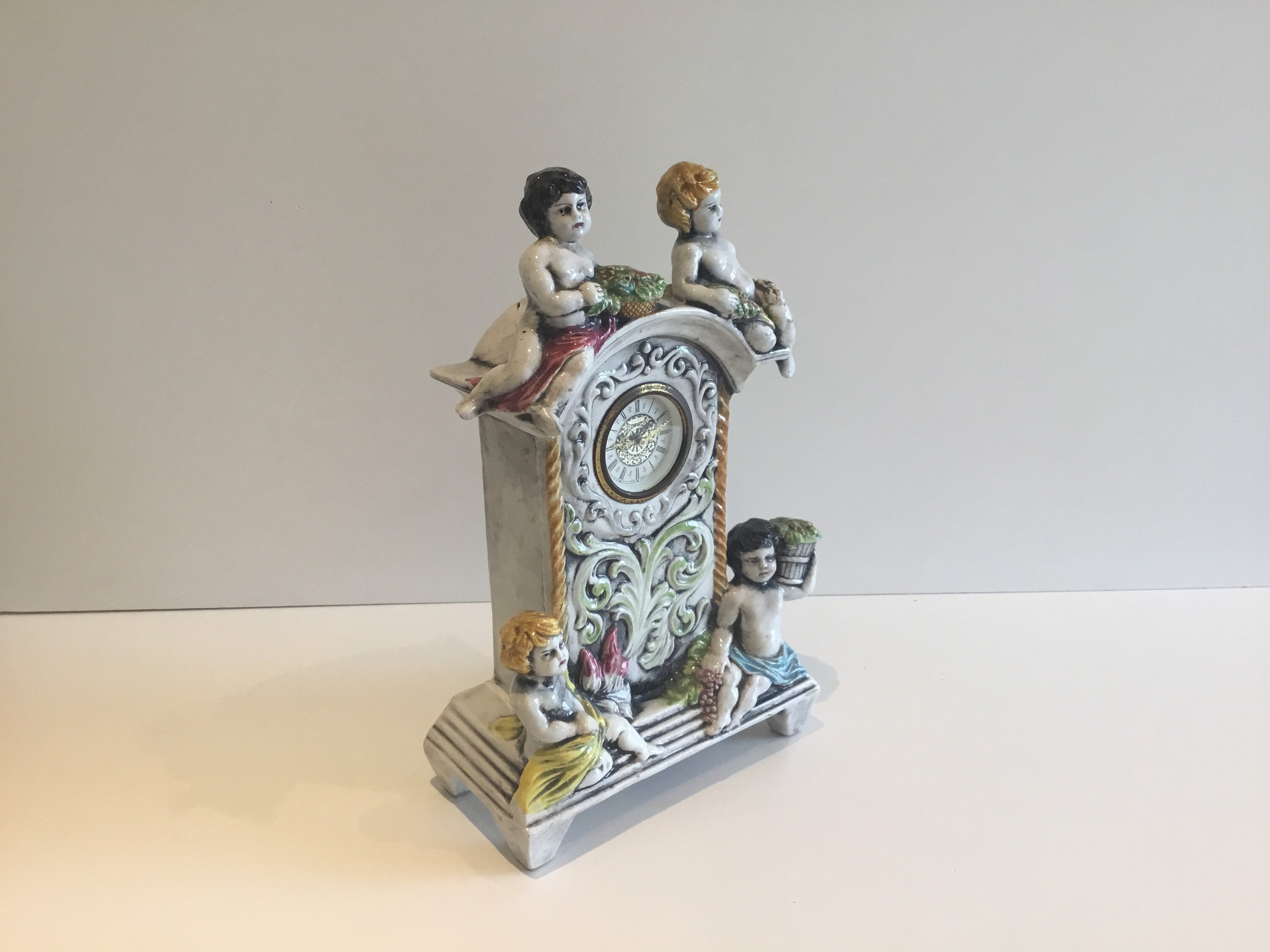 Vintage Porcelain Clock | 1950s Mercedes West Germany, Mechanical Cherub Figurine — photo 2 of 10
