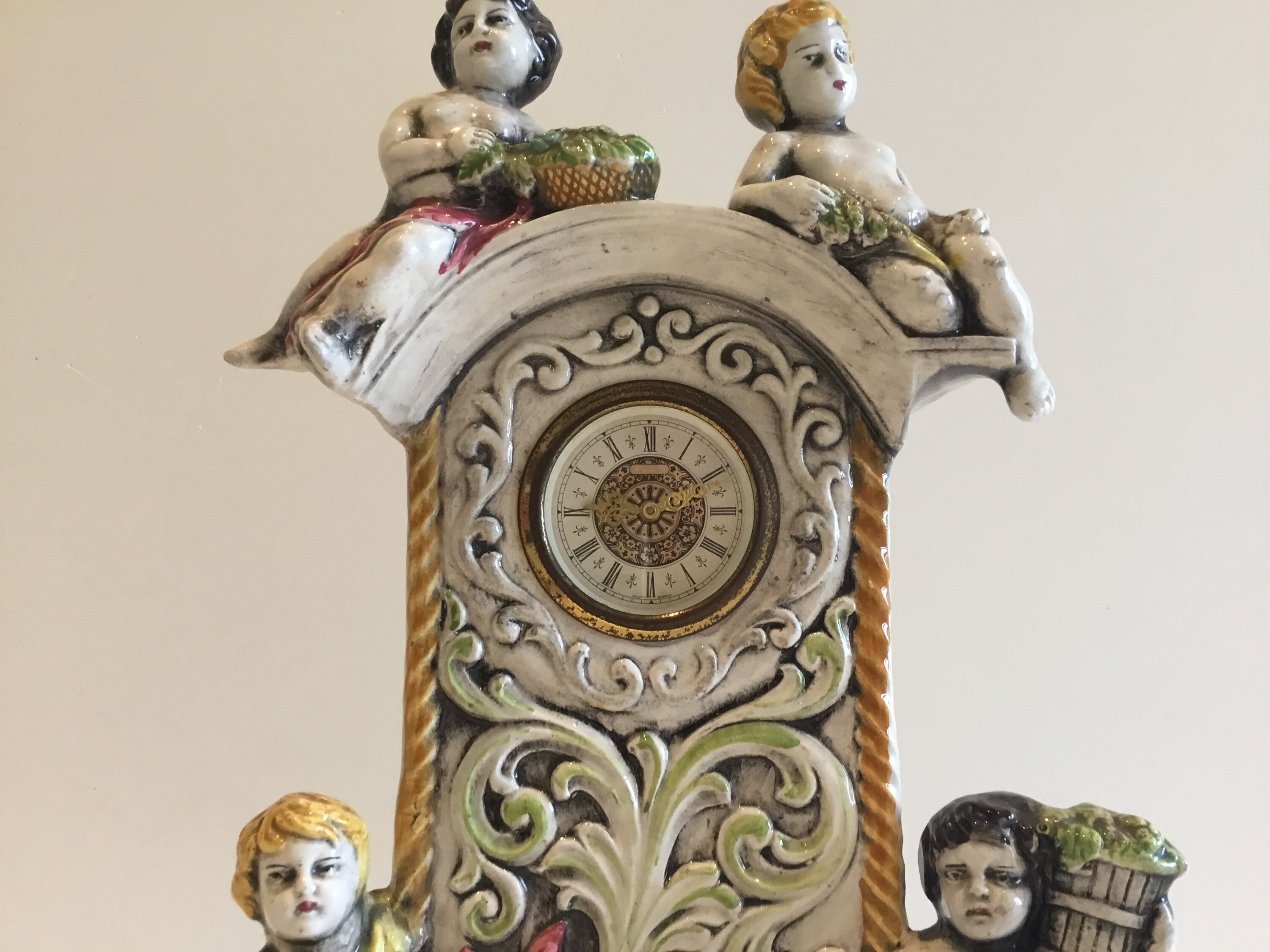 Vintage Porcelain Clock | 1950s Mercedes West Germany, Mechanical Cherub Figurine — photo 9 of 10