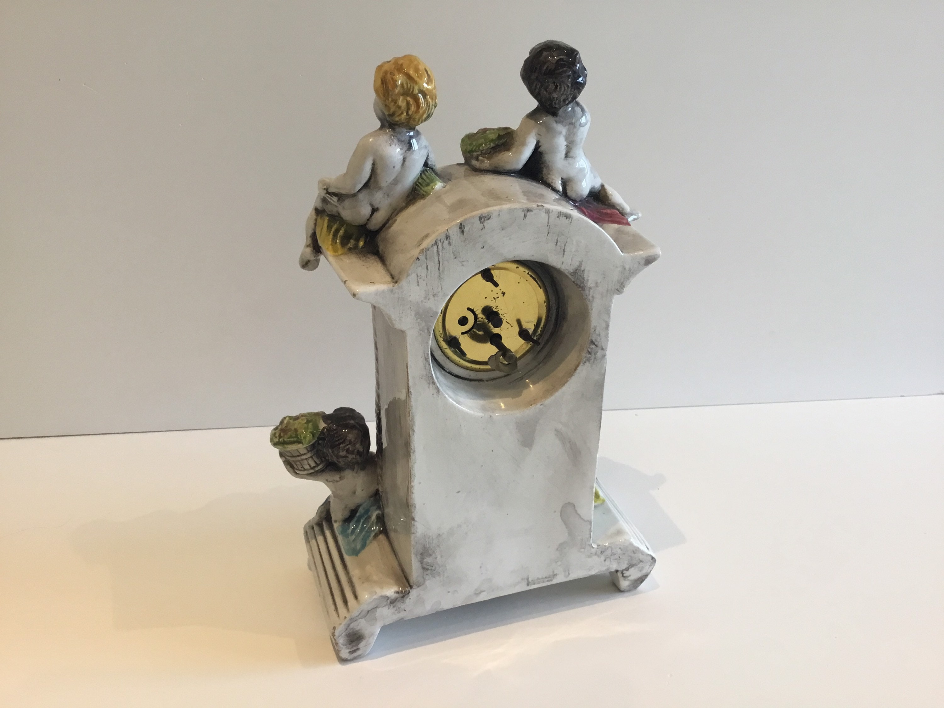 Vintage Porcelain Clock | 1950s Mercedes West Germany, Mechanical Cherub Figurine — photo 10 of 10