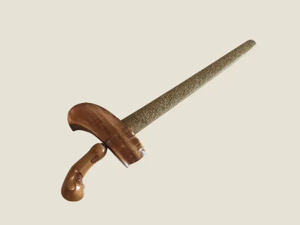 Antique Indonesian Keris (19th Century) Javanese Dagger, Meteorite Blade, Hand Carved Wood & Brass Sheath