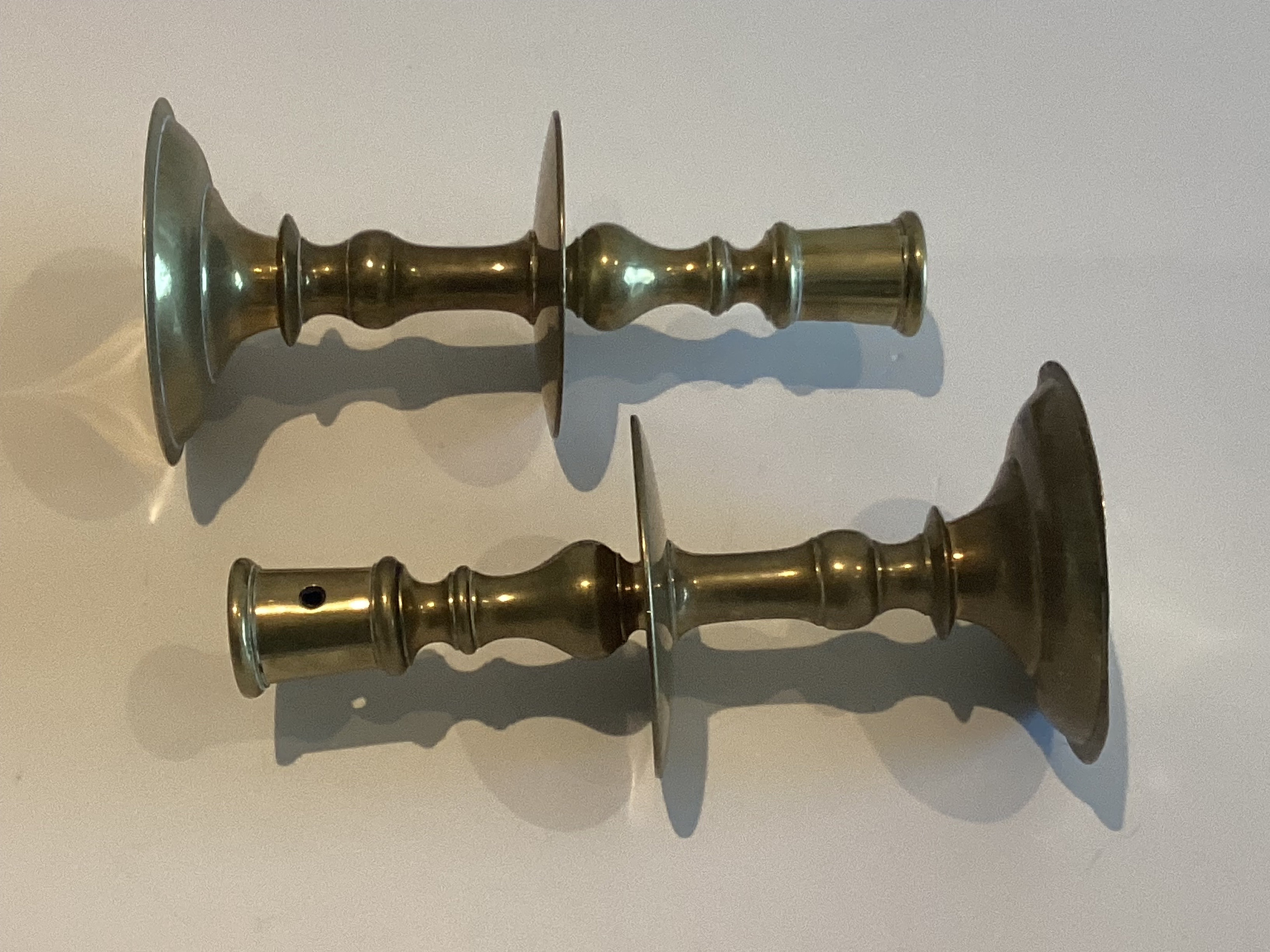 Antique Brass Candlesticks | 1800s Dutch Pair, Cast Bronze Candle Holders — photo 7 of 7