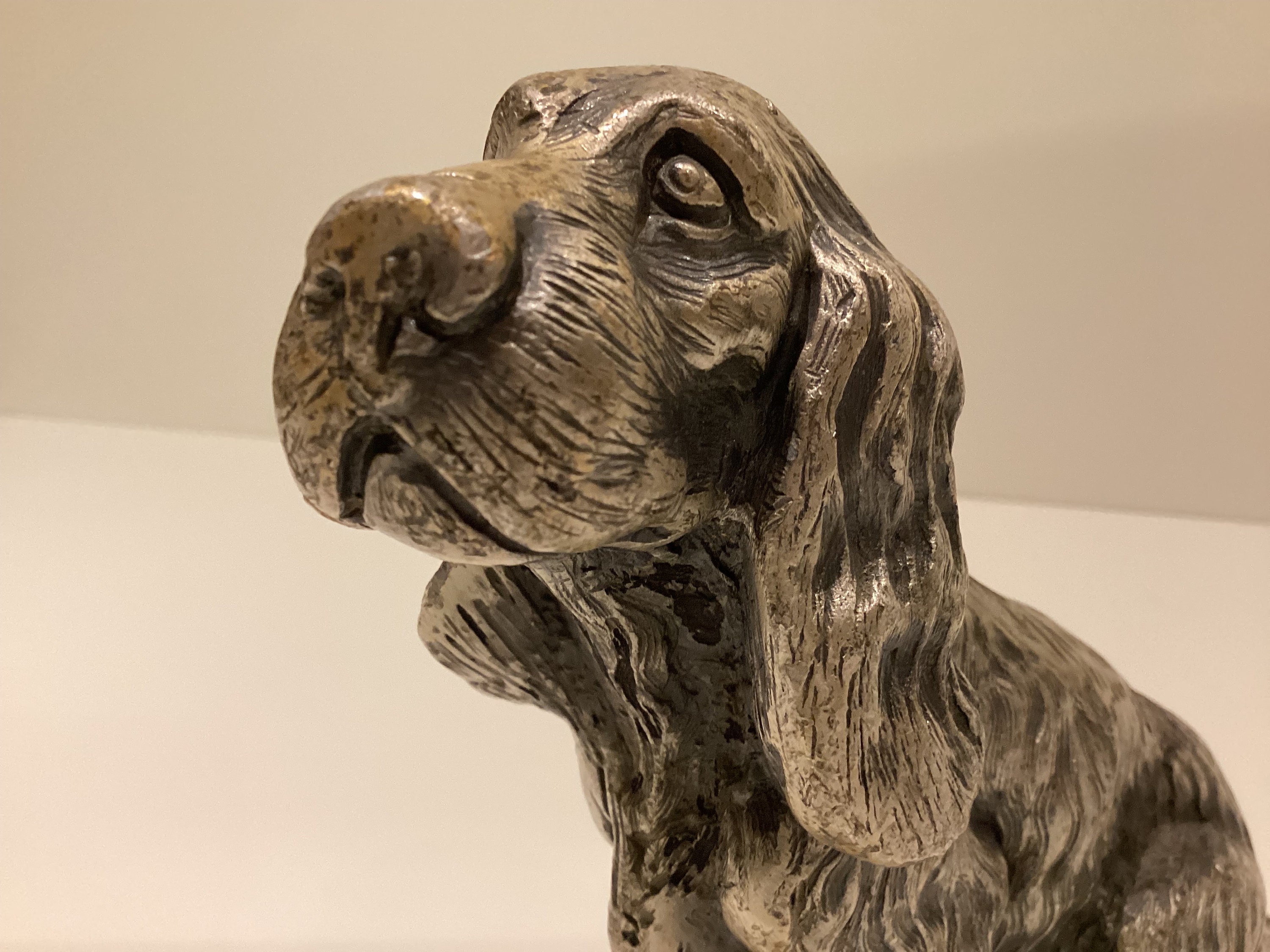 Collectible Italian Pewter | 1950s Silver Plated Cocker Spaniel Sculpture, Solid Peltro — photo 3 of 8