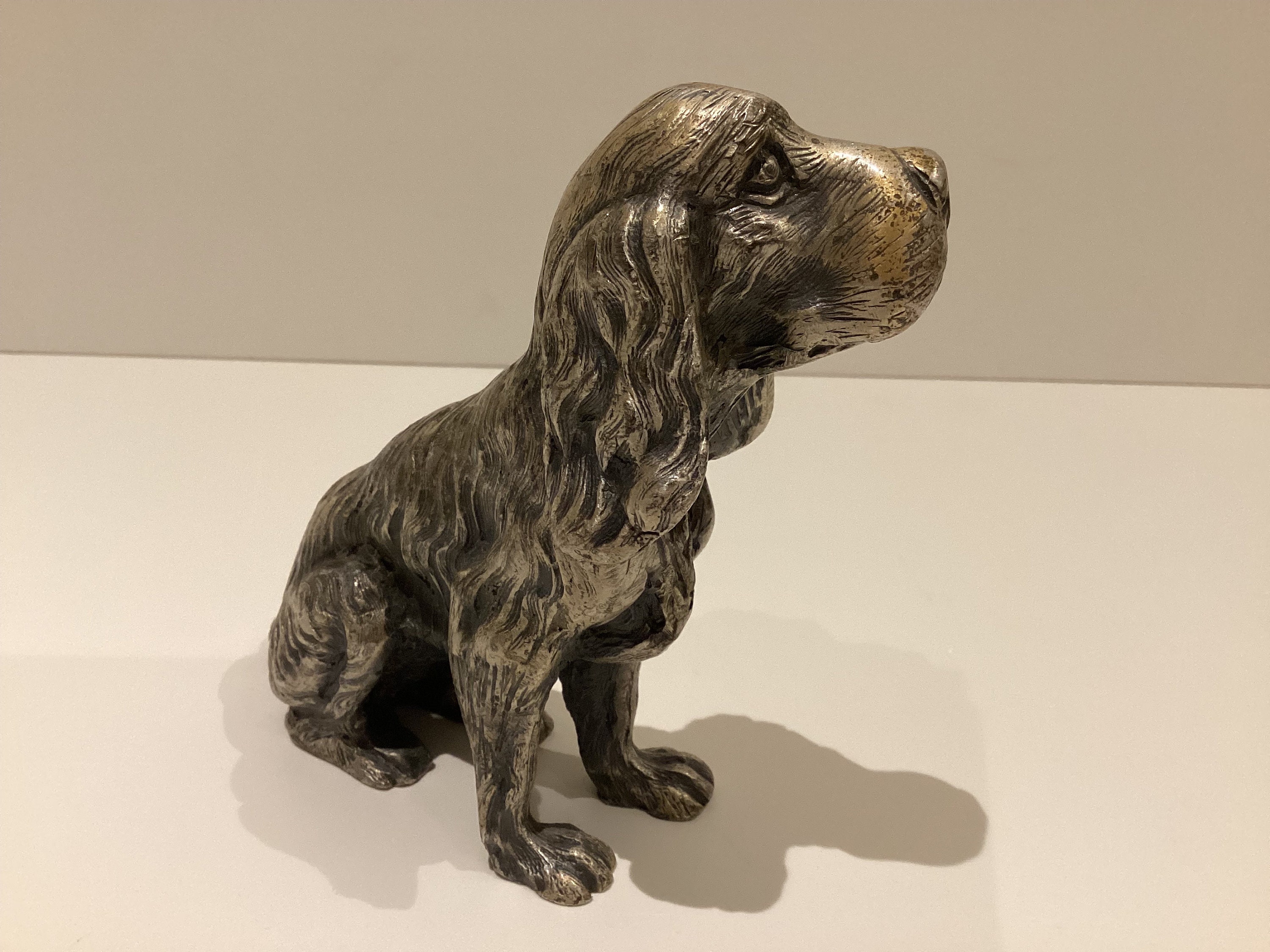 Collectible Italian Pewter | 1950s Silver Plated Cocker Spaniel Sculpture, Solid Peltro — photo 4 of 8