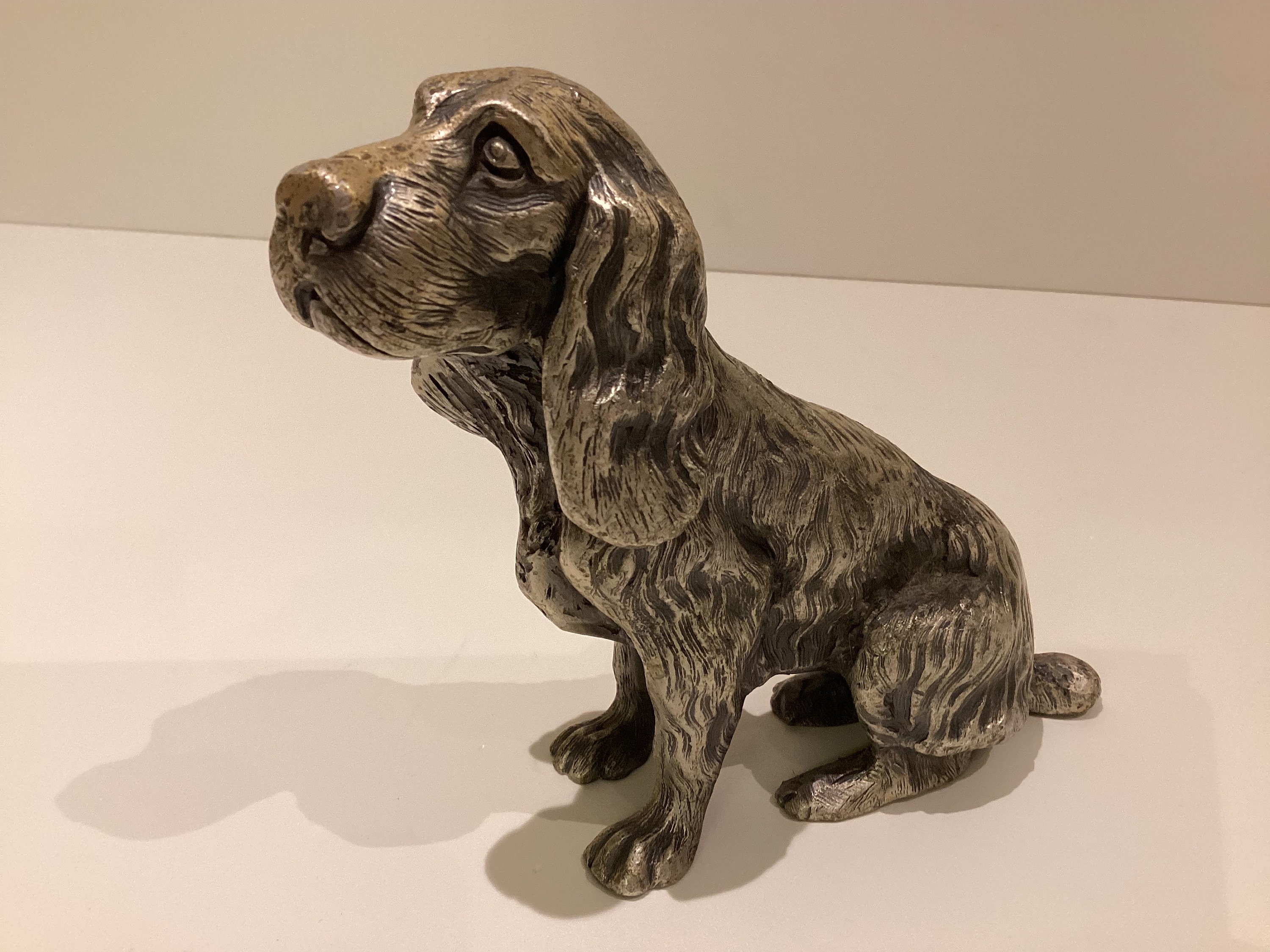 Collectible Italian Pewter | 1950s Silver Plated Cocker Spaniel Sculpture, Solid Peltro — photo 5 of 8
