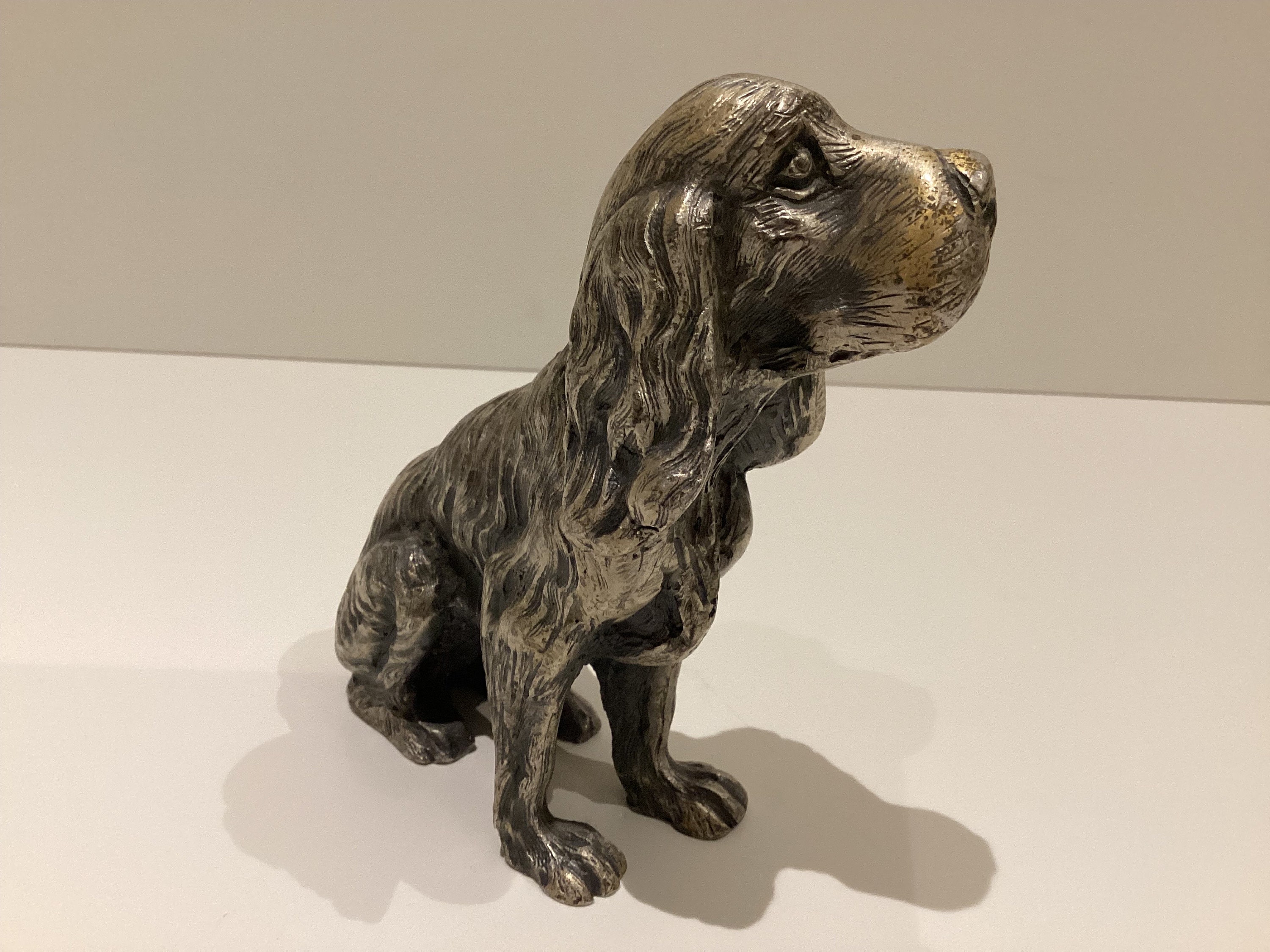 Collectible Italian Pewter | 1950s Silver Plated Cocker Spaniel Sculpture, Solid Peltro — photo 6 of 8