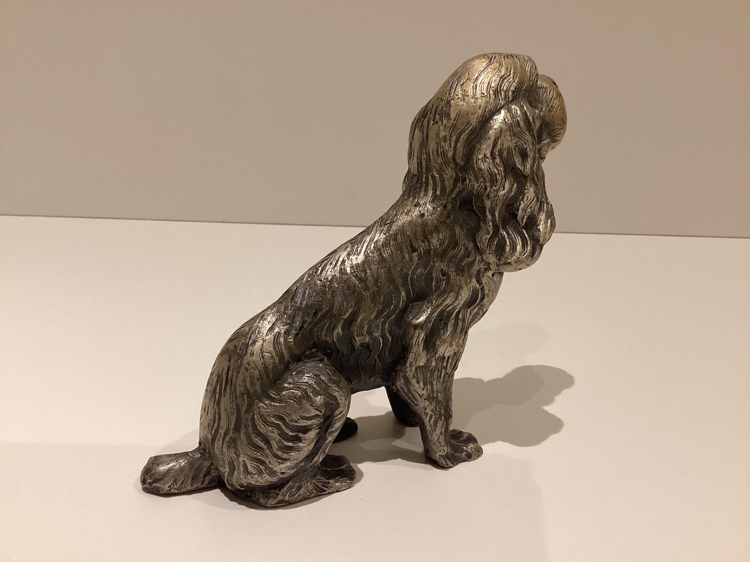 Collectible Italian Pewter | 1950s Silver Plated Cocker Spaniel Sculpture, Solid Peltro — photo 7 of 8