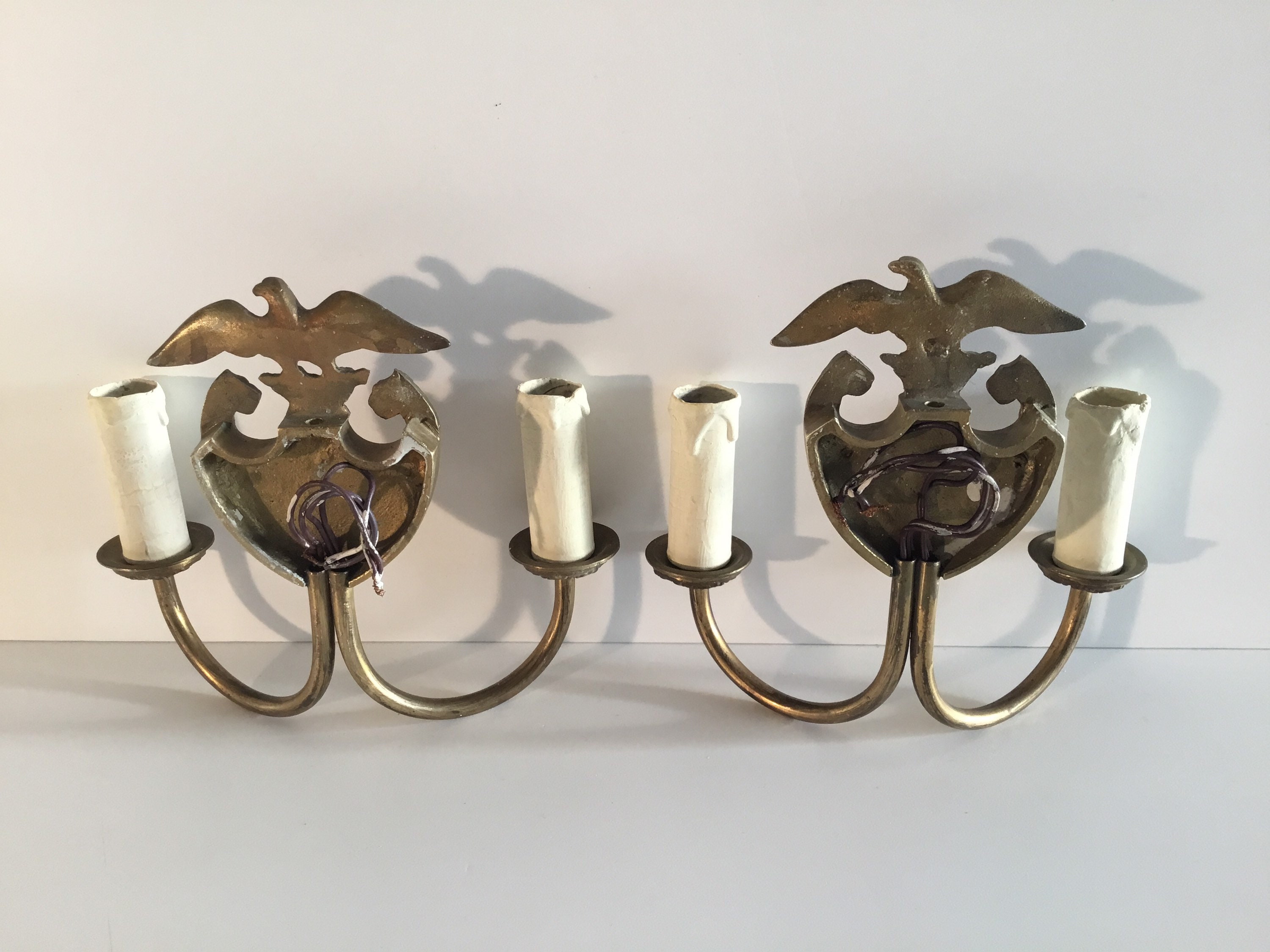 Vintage Italian Wall Lamps | 1930s Bronze Pair with Lions & Eagle, Art Deco Sconces — photo 10 of 10