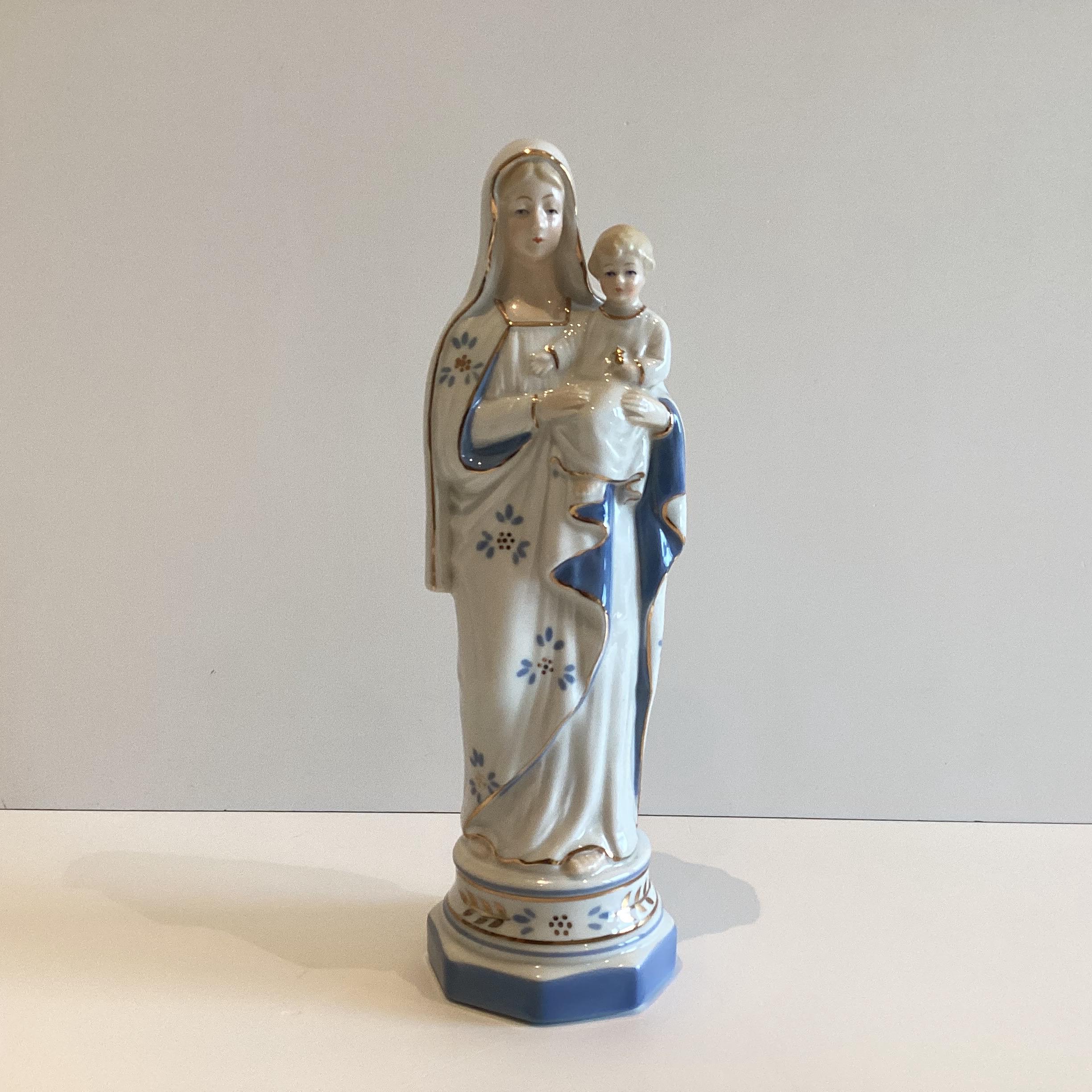 Vintage Porcelain Figurine | Lippelsdorf Germany 1950s Madonna and Child, Hand Painted — photo 2 of 9