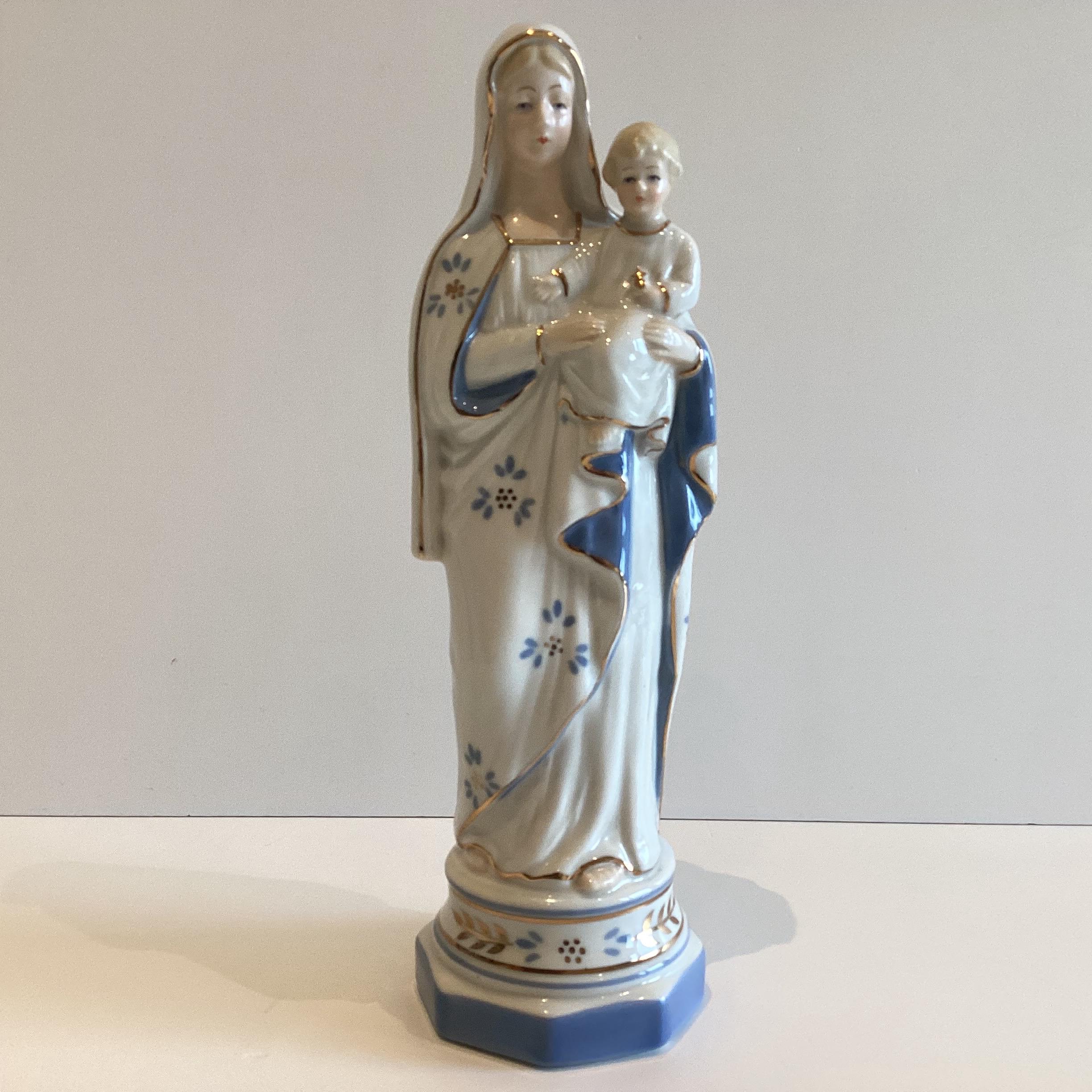 Vintage Porcelain Figurine | Lippelsdorf Germany 1950s Madonna and Child, Hand Painted — photo 4 of 9