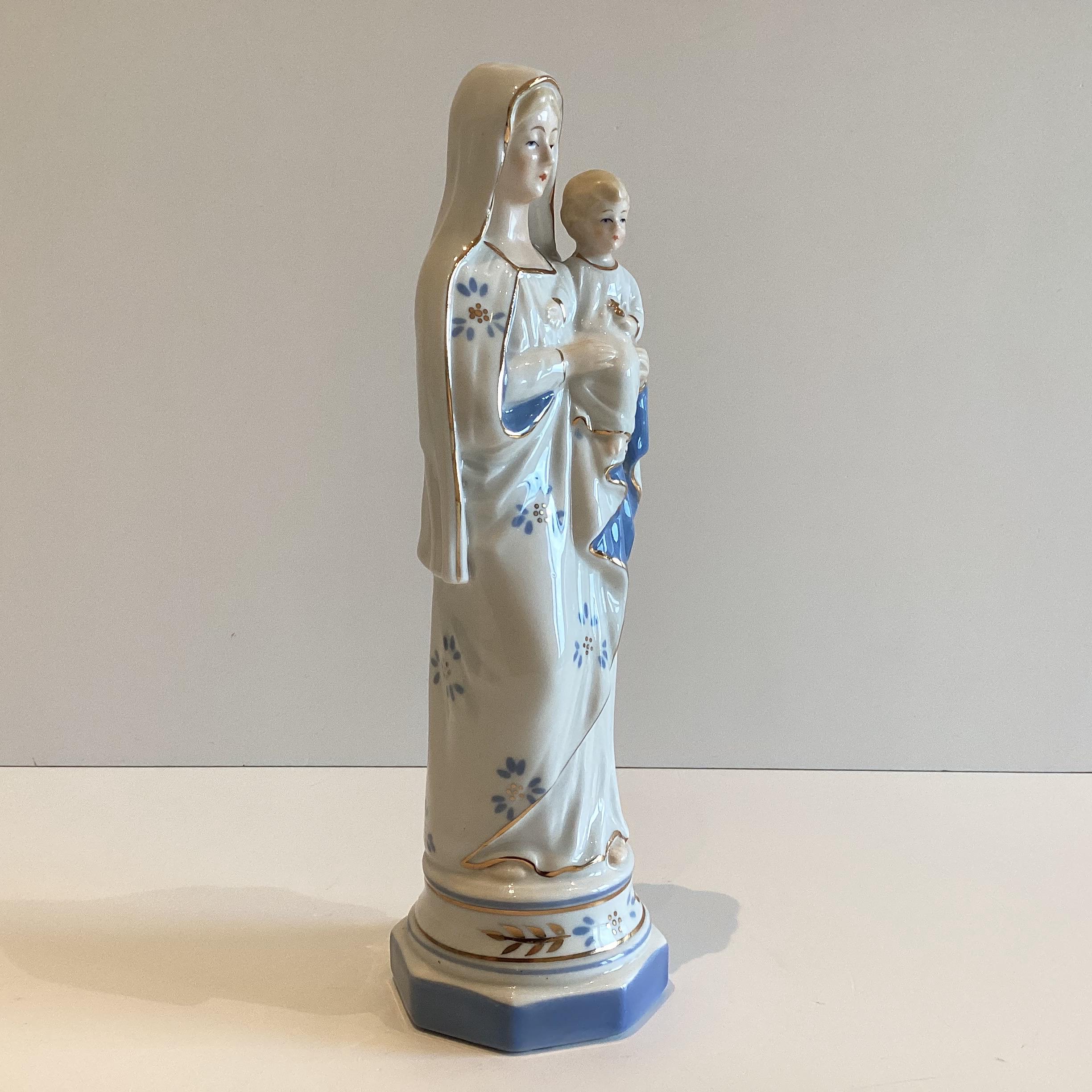 Vintage Porcelain Figurine | Lippelsdorf Germany 1950s Madonna and Child, Hand Painted — photo 7 of 9