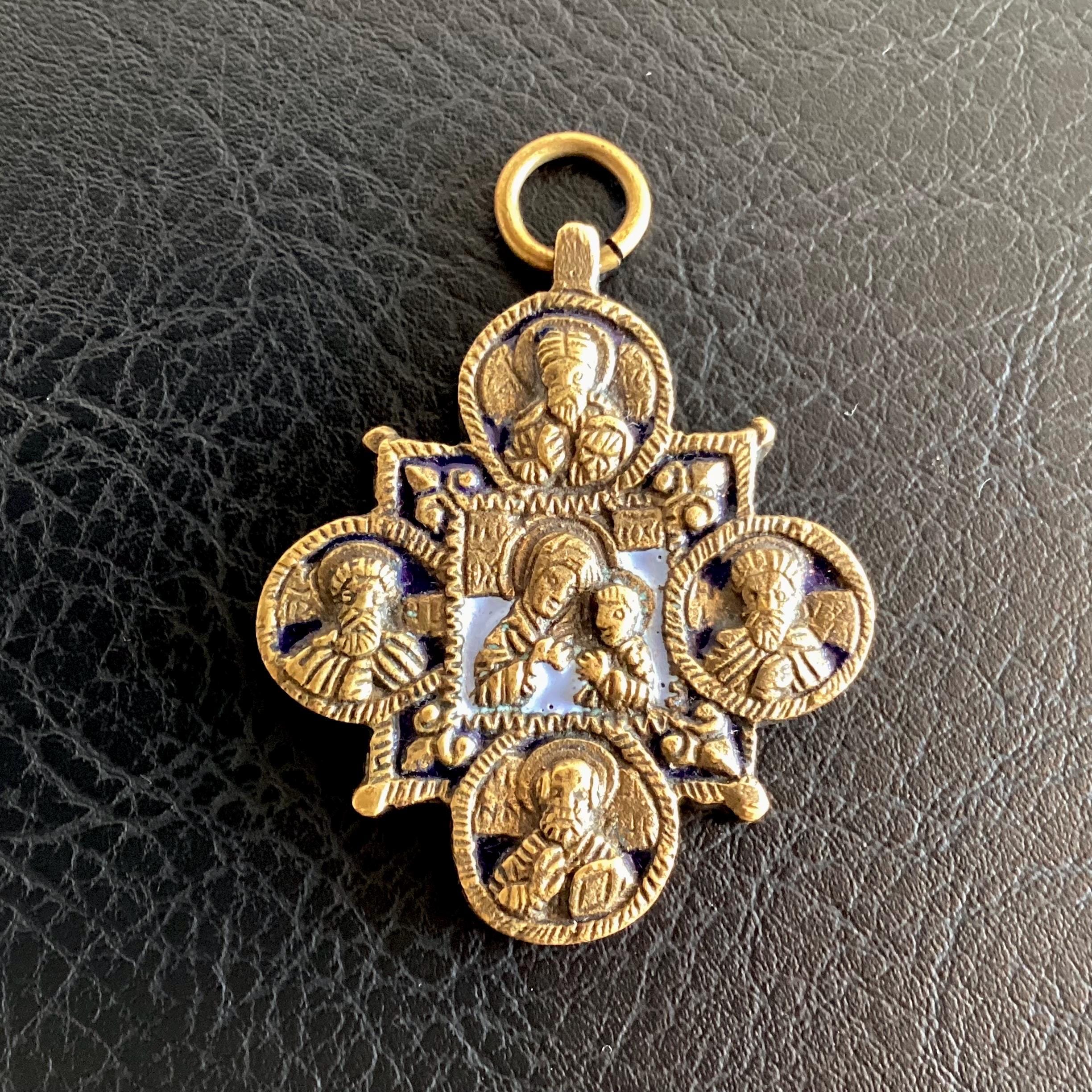 Orthodox Icon – Early 1900s Travel Bronze Medallion — photo 2 of 7