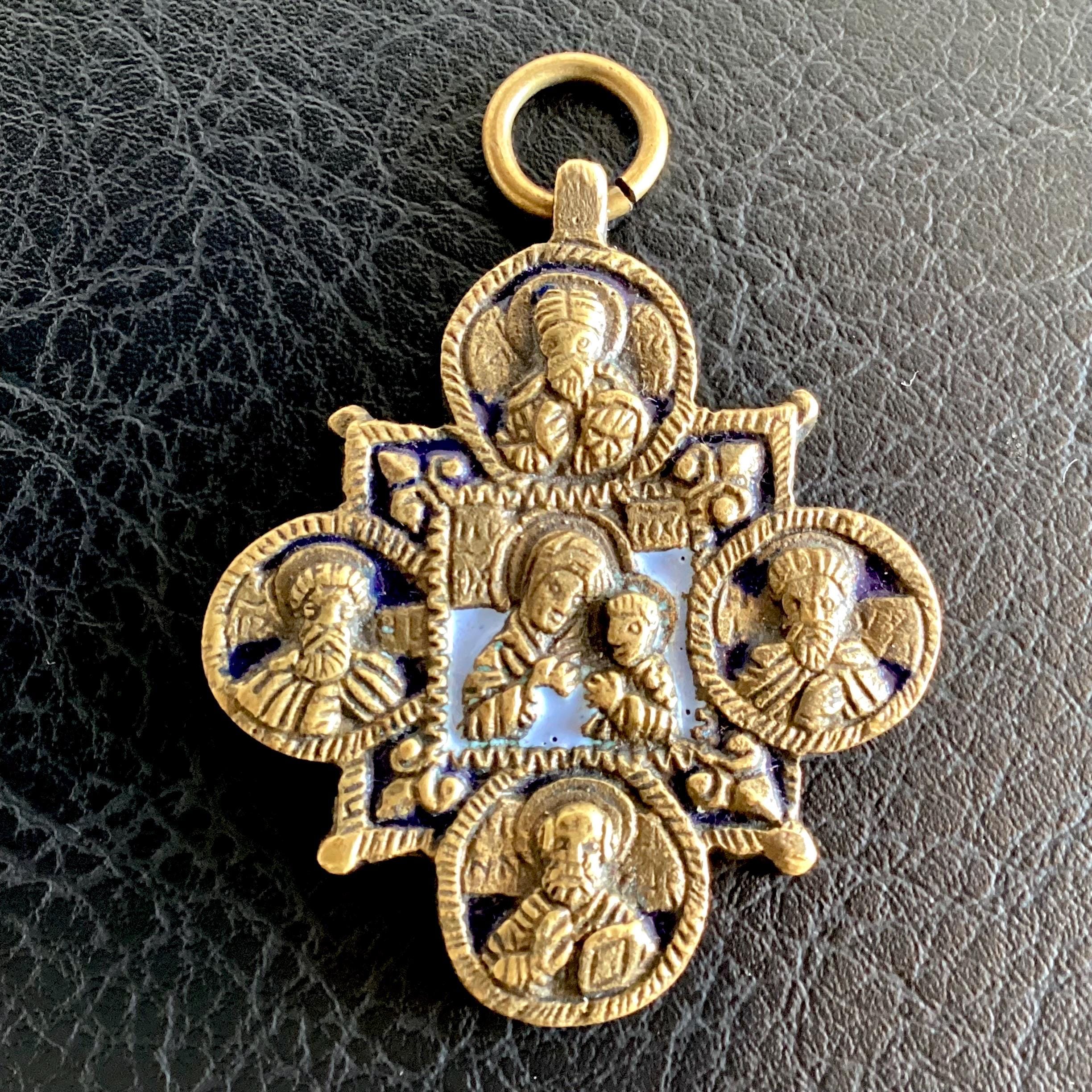 Orthodox Icon – Early 1900s Travel Bronze Medallion — photo 3 of 7