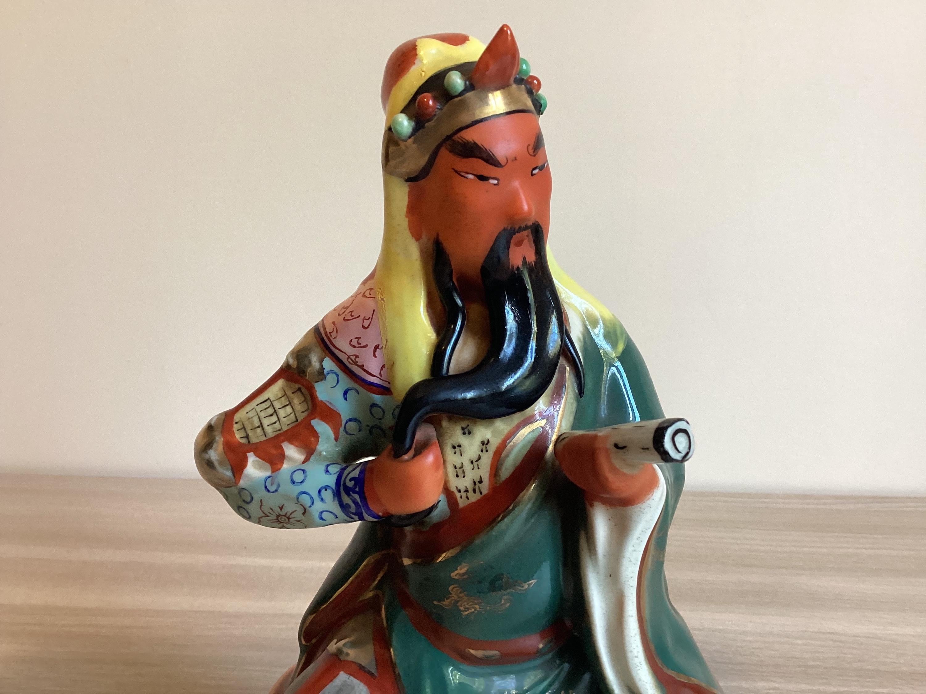 Vintage Chinese Porcelain | Guan Yu Gong Warrior Figurine, 1950s Hand-Painted Statue — photo 3 of 9