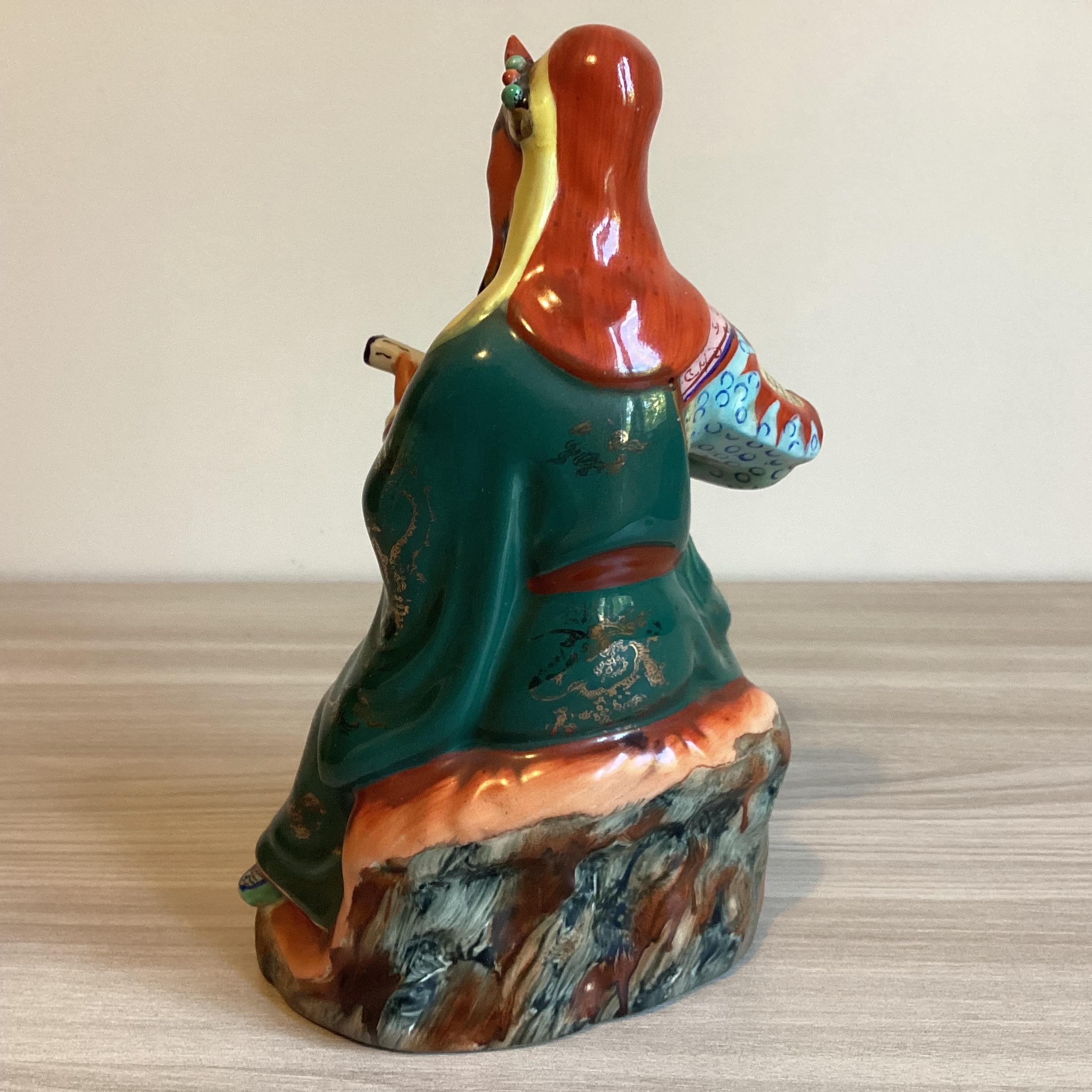 Vintage Chinese Porcelain | Guan Yu Gong Warrior Figurine, 1950s Hand-Painted Statue — photo 5 of 9