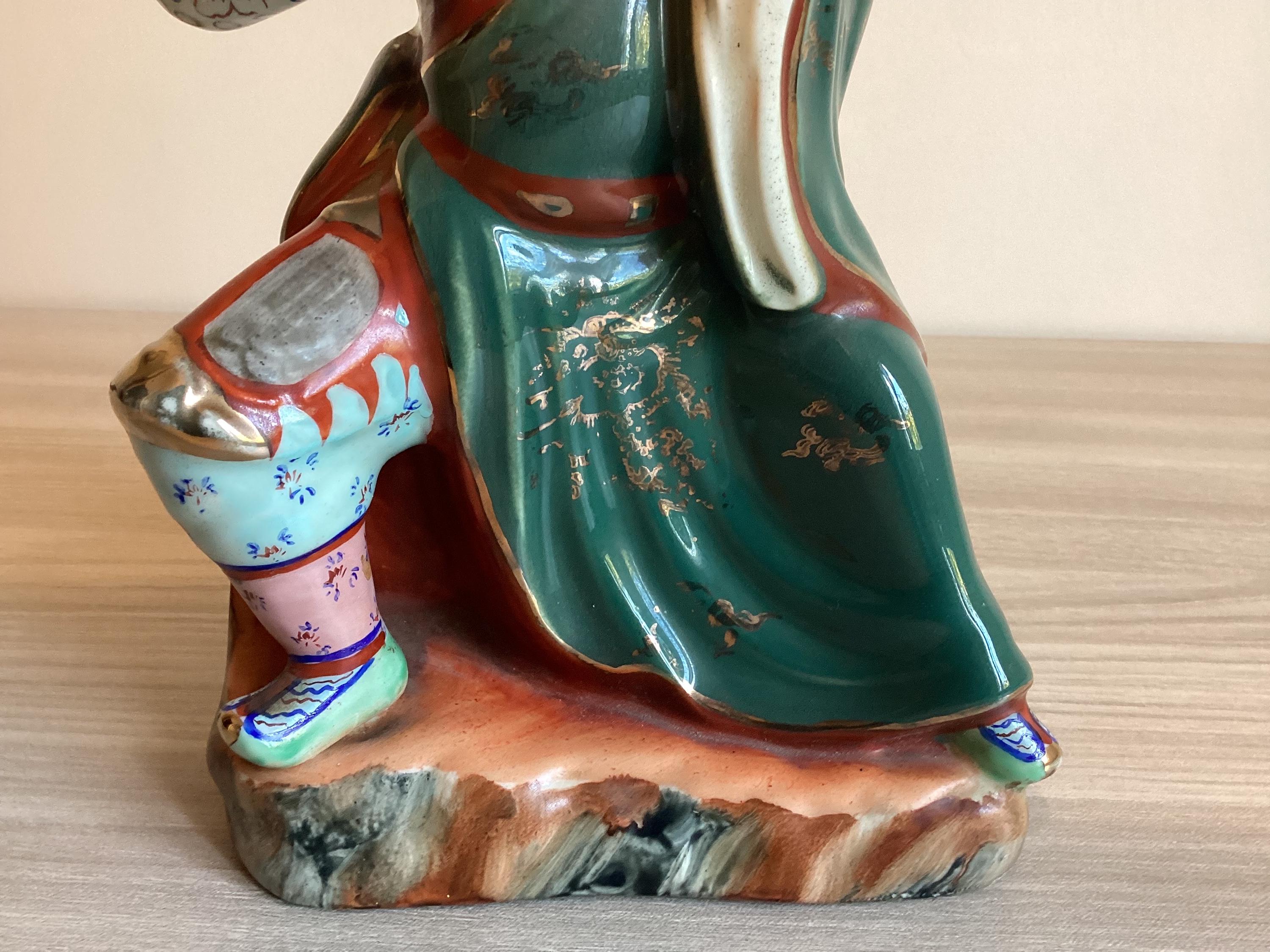 Vintage Chinese Porcelain | Guan Yu Gong Warrior Figurine, 1950s Hand-Painted Statue — photo 8 of 9