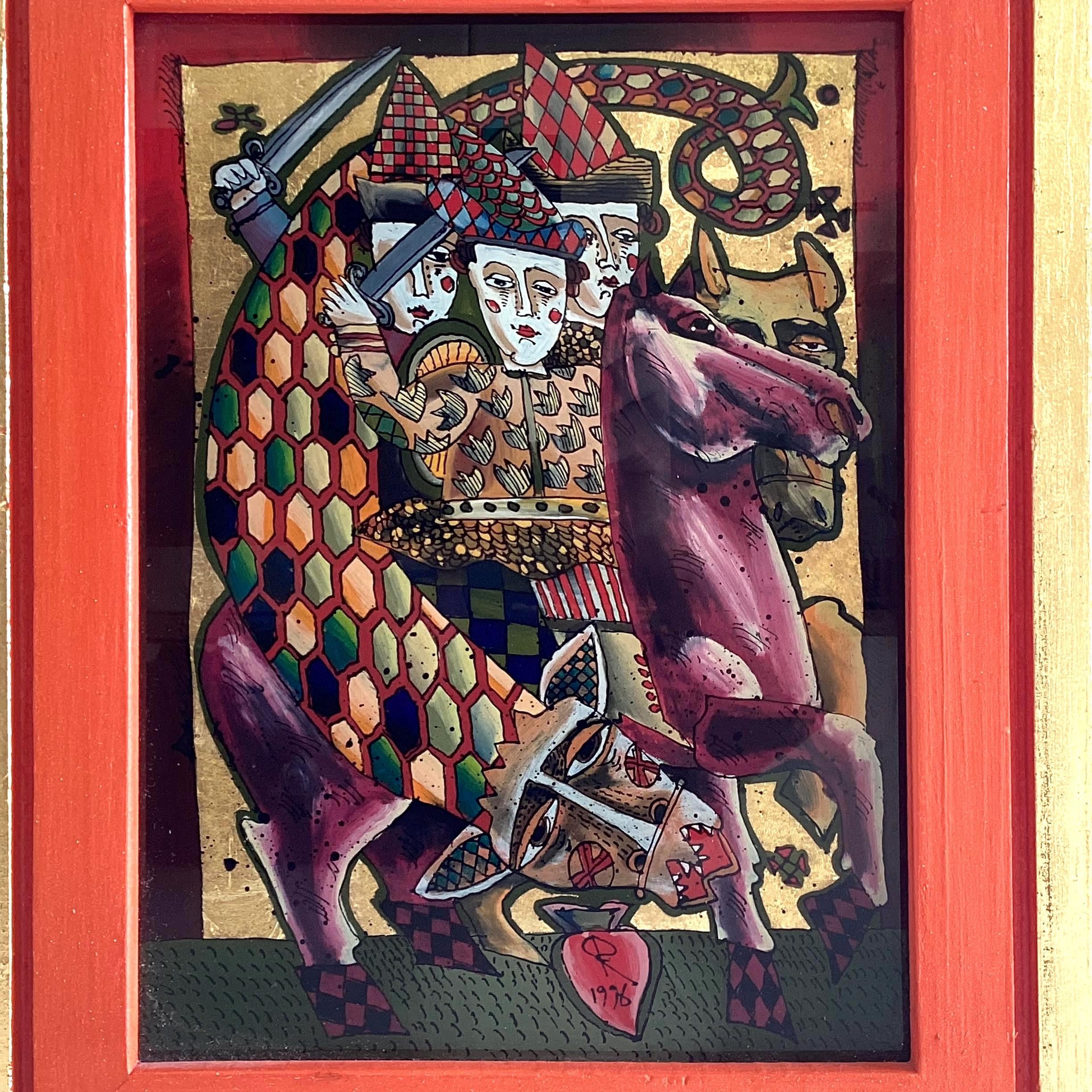 Vintage Artwork | Rareș Pantea Reverse Glass Painting 1996, Signed Romanian Art — photo 3 of 9