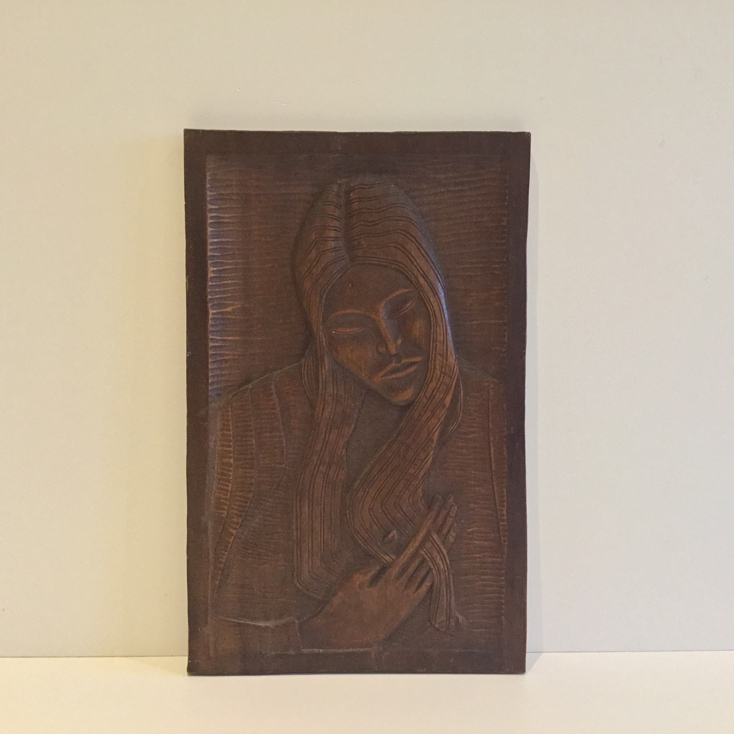 Religious Wood Bas-Relief Sculpture, Hand Carved Icon Wall Art (1971) — photo 2 of 9