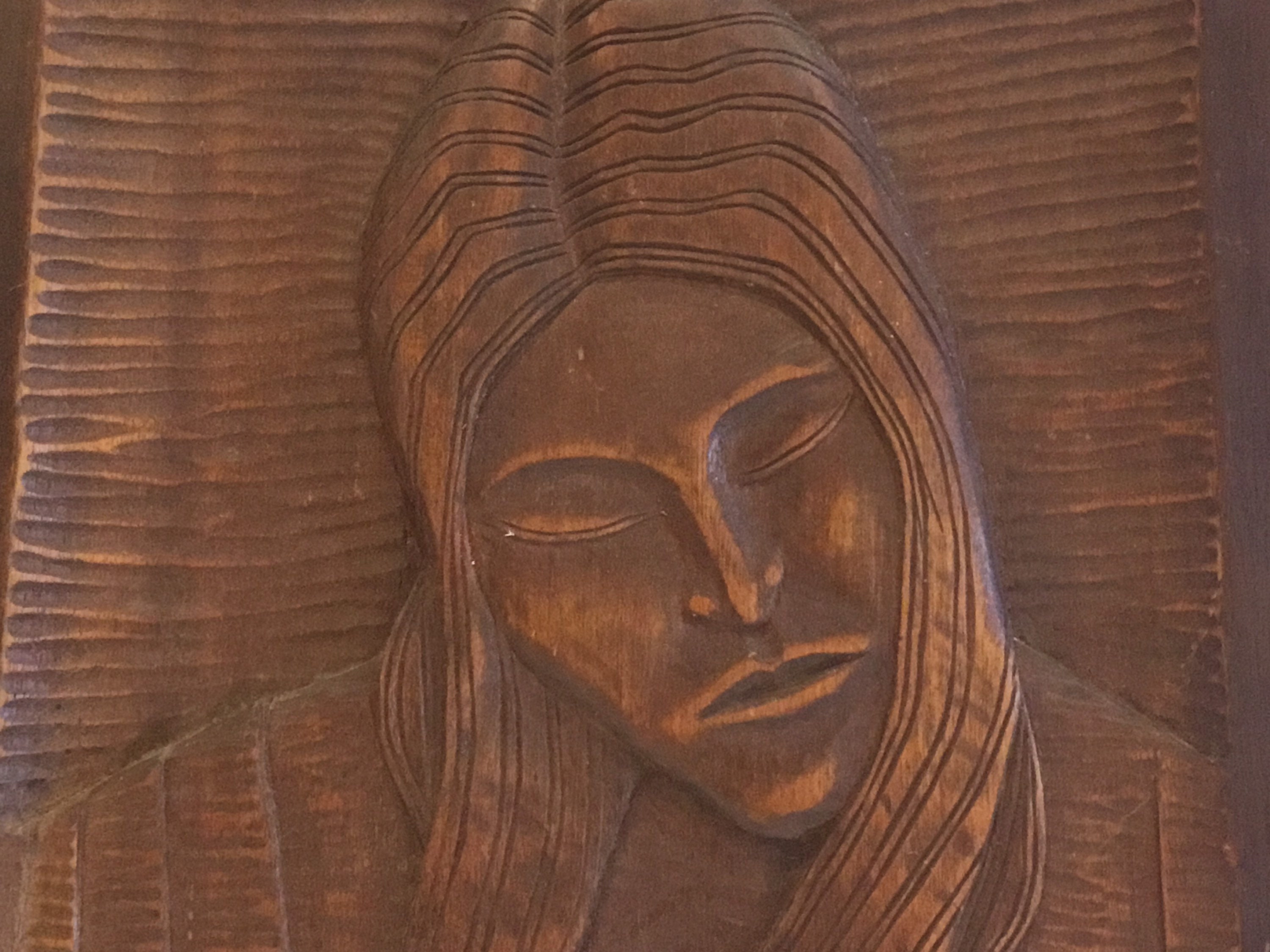 Religious Wood Bas-Relief Sculpture, Hand Carved Icon Wall Art (1971) — photo 5 of 9