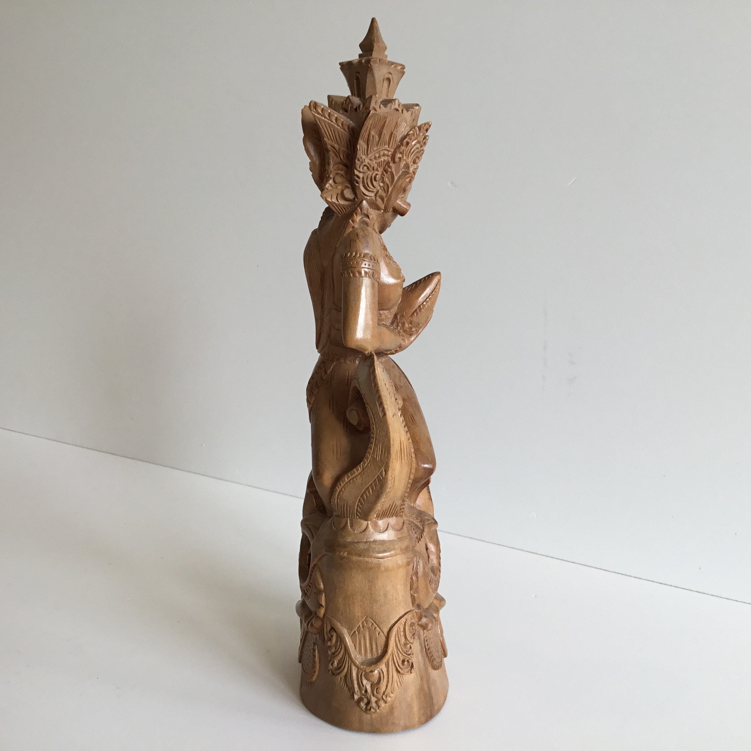 Vintage Asian Sculpture | 1940s Southeast Asian Deity, Hand-Carved Wooden Statue — photo 5 of 11