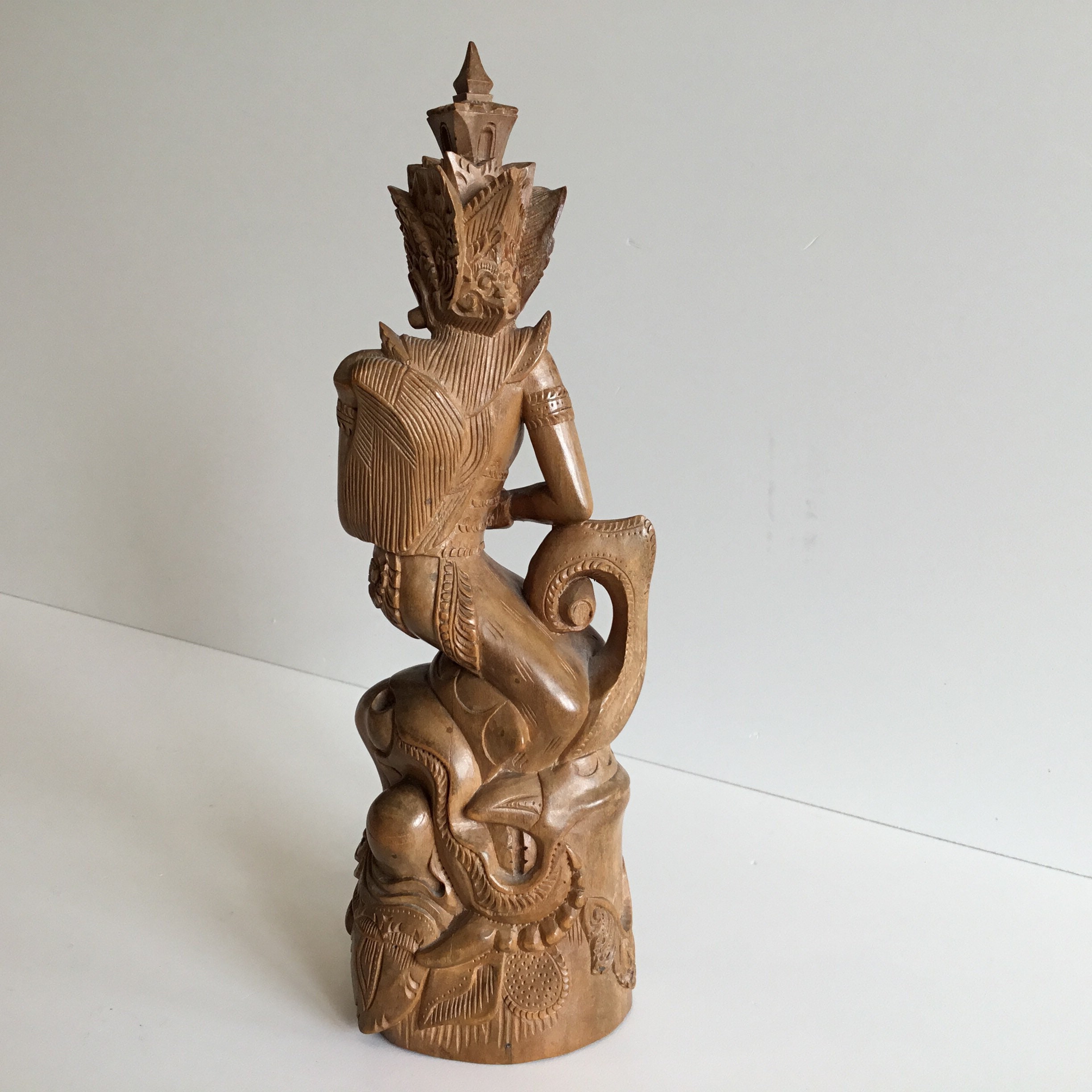 Vintage Asian Sculpture | 1940s Southeast Asian Deity, Hand-Carved Wooden Statue — photo 6 of 11