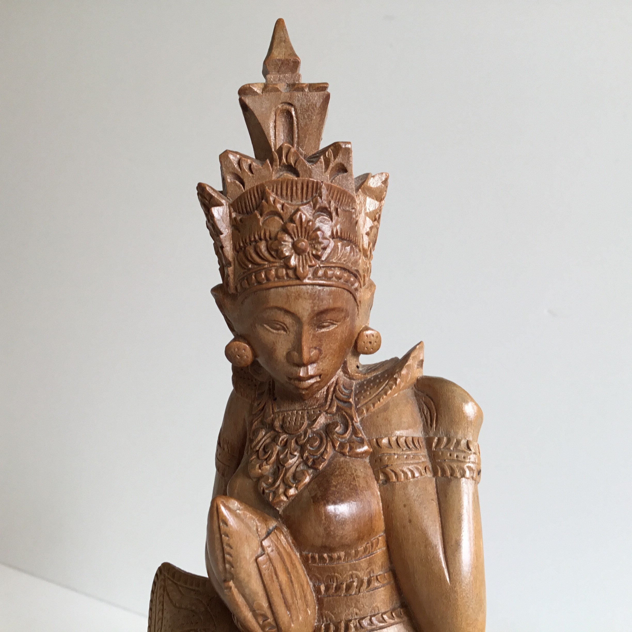 Vintage Asian Sculpture | 1940s Southeast Asian Deity, Hand-Carved Wooden Statue — photo 8 of 11