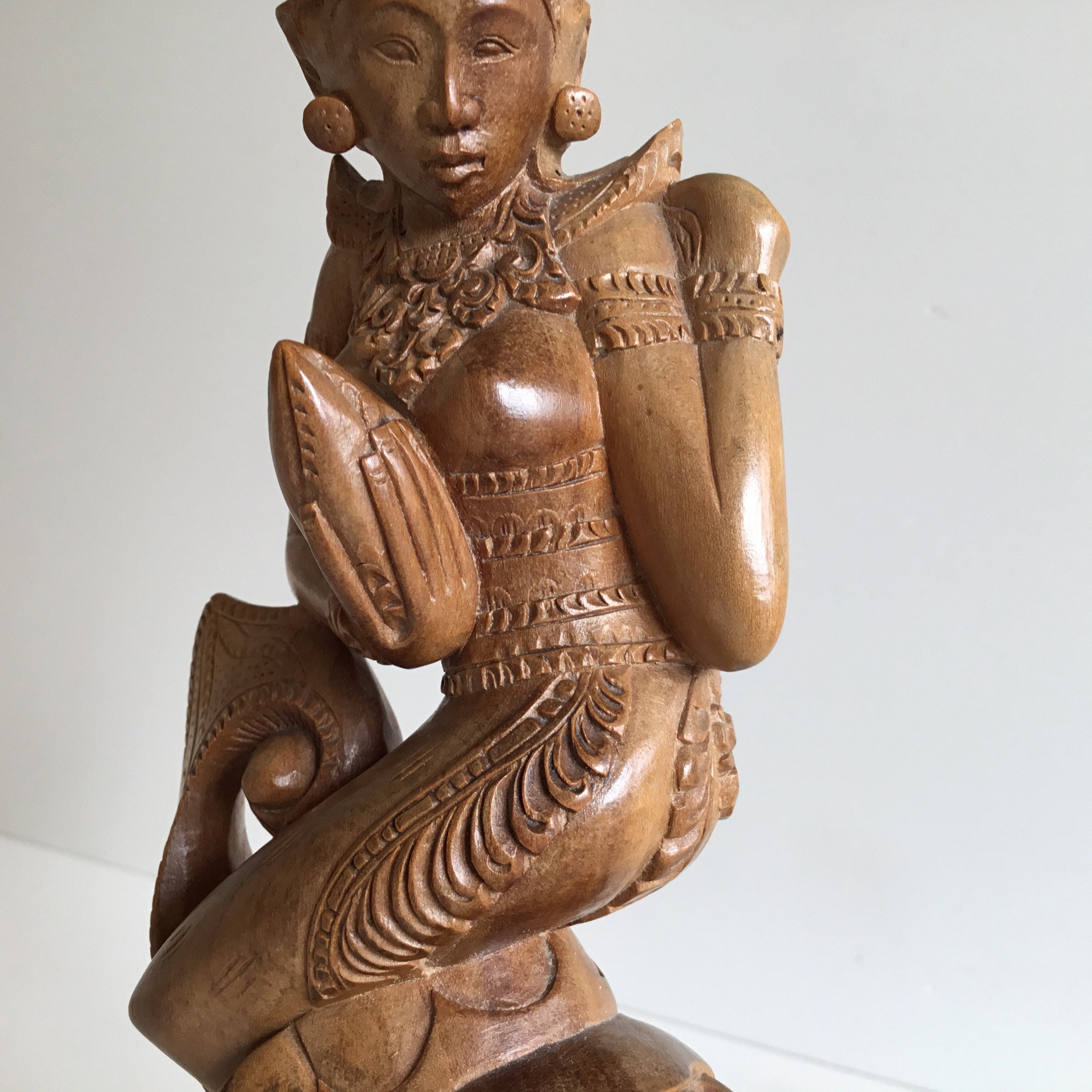 Vintage Asian Sculpture | 1940s Southeast Asian Deity, Hand-Carved Wooden Statue — photo 9 of 11