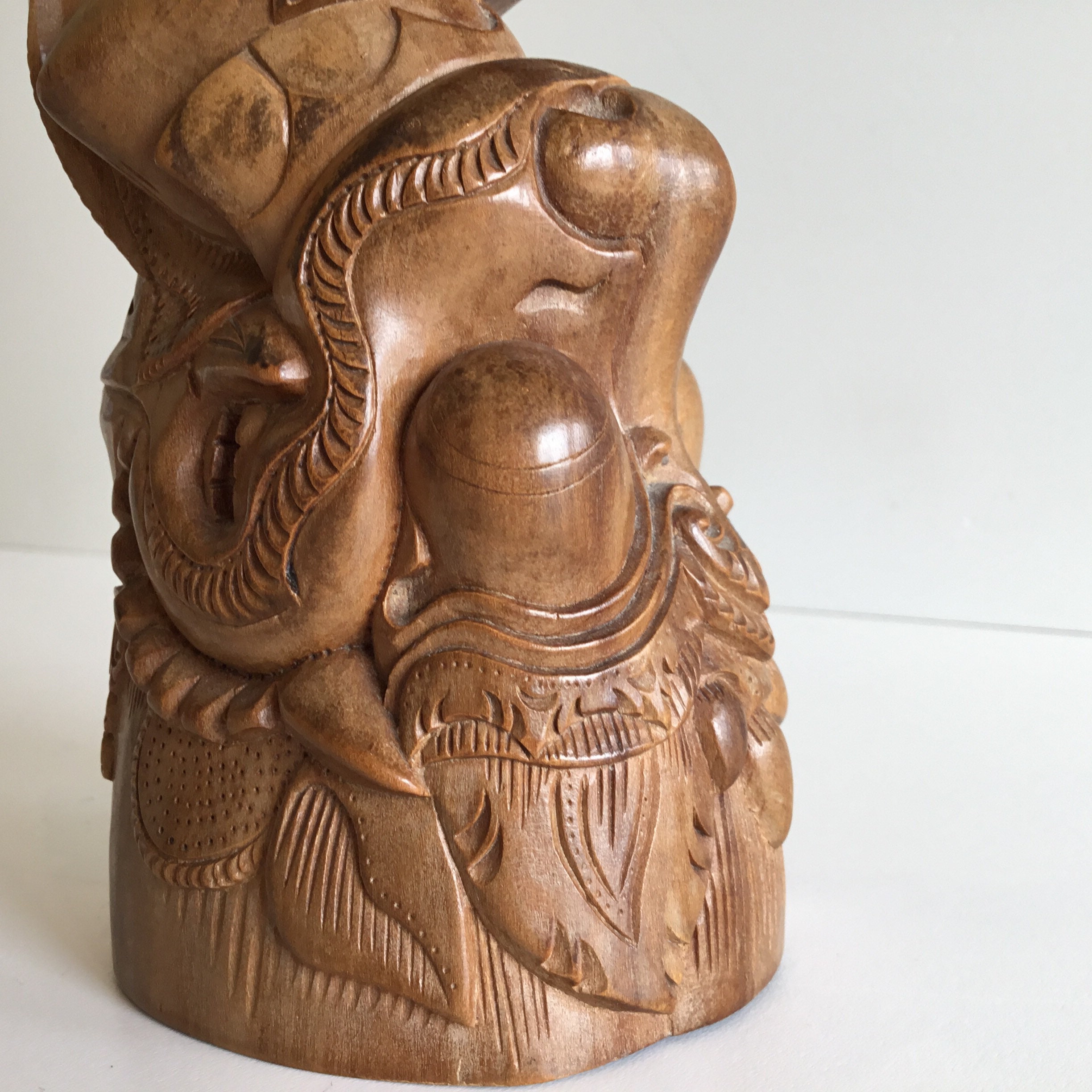 Vintage Asian Sculpture | 1940s Southeast Asian Deity, Hand-Carved Wooden Statue — photo 10 of 11