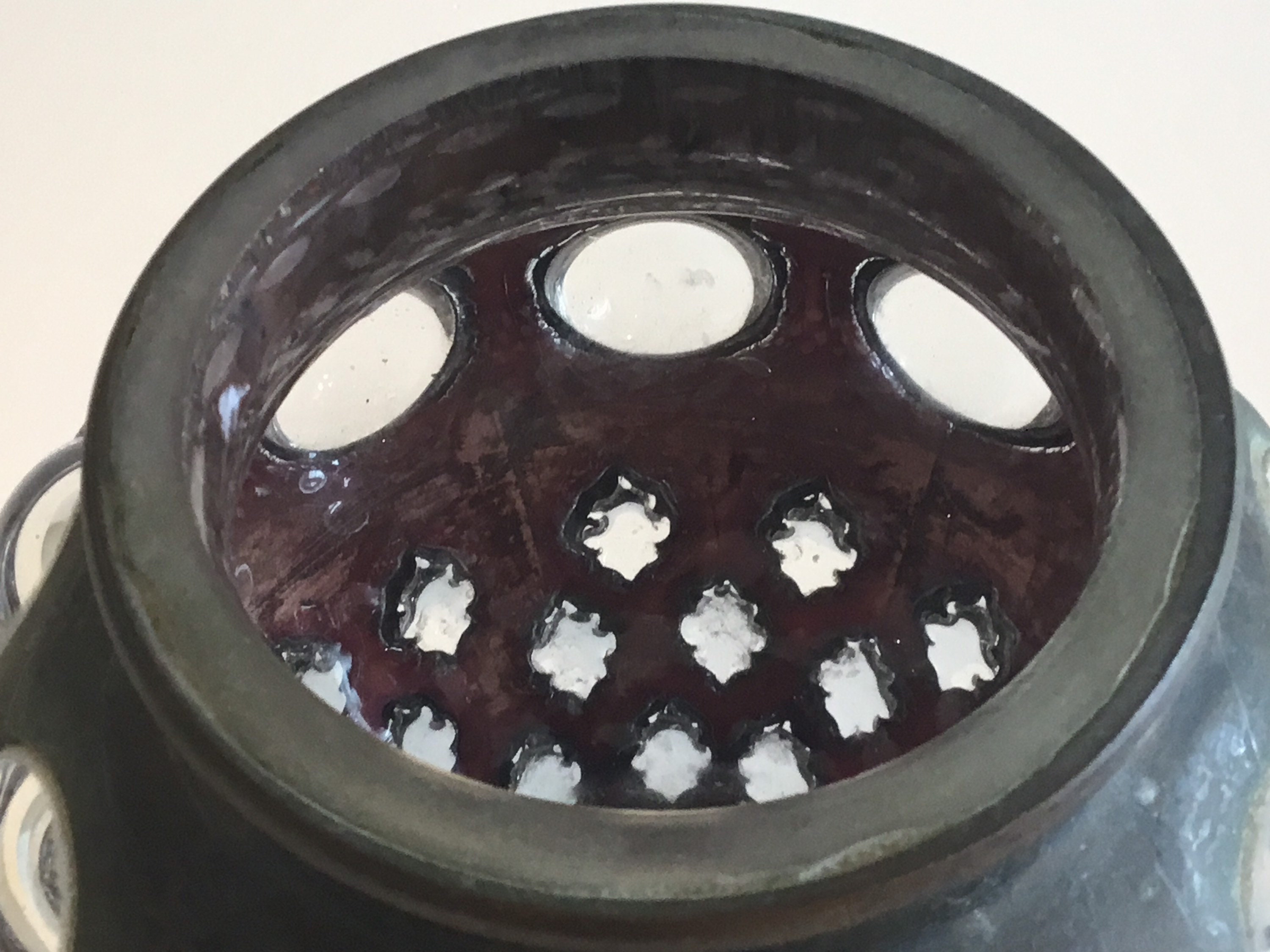 Vintage Vase (1930s) Italian Art Deco, Glass Sphere Inlays, Original Patina Collector Piece — photo 8 of 9