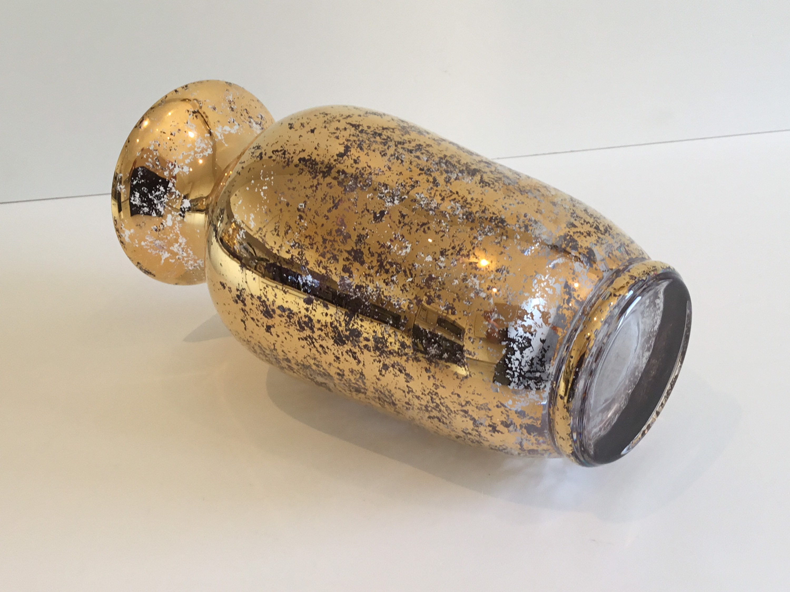Vintage Crystal Vase | 1970s Gold Leaf Decor by Arts de Portieux Paris — photo 4 of 8