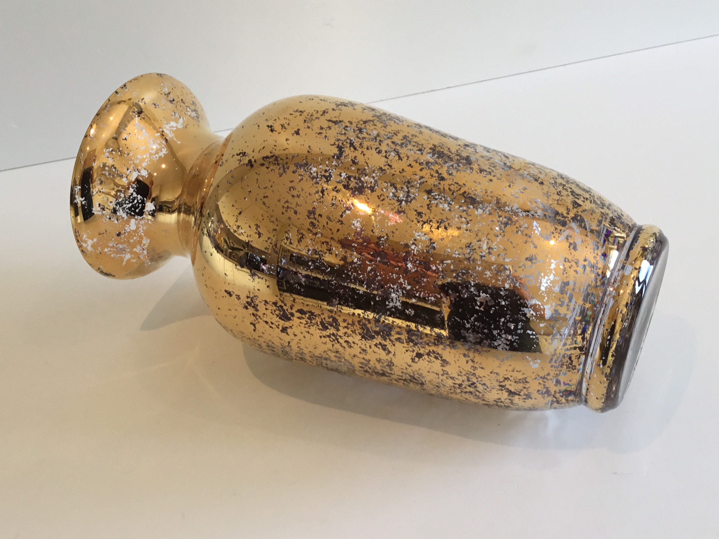 Vintage Crystal Vase | 1970s Gold Leaf Decor by Arts de Portieux Paris — photo 6 of 8