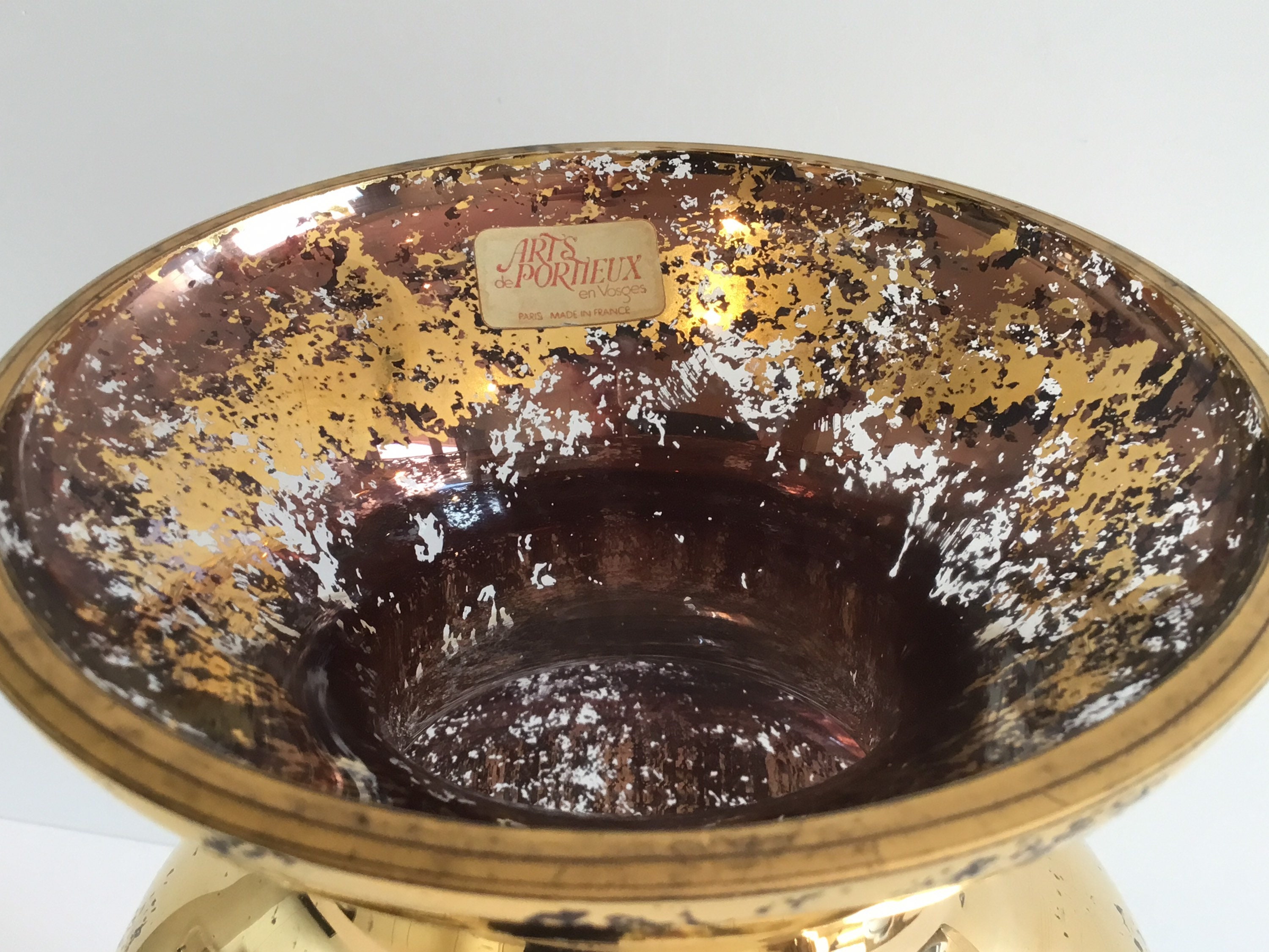 Vintage Crystal Vase | 1970s Gold Leaf Decor by Arts de Portieux Paris — photo 7 of 8