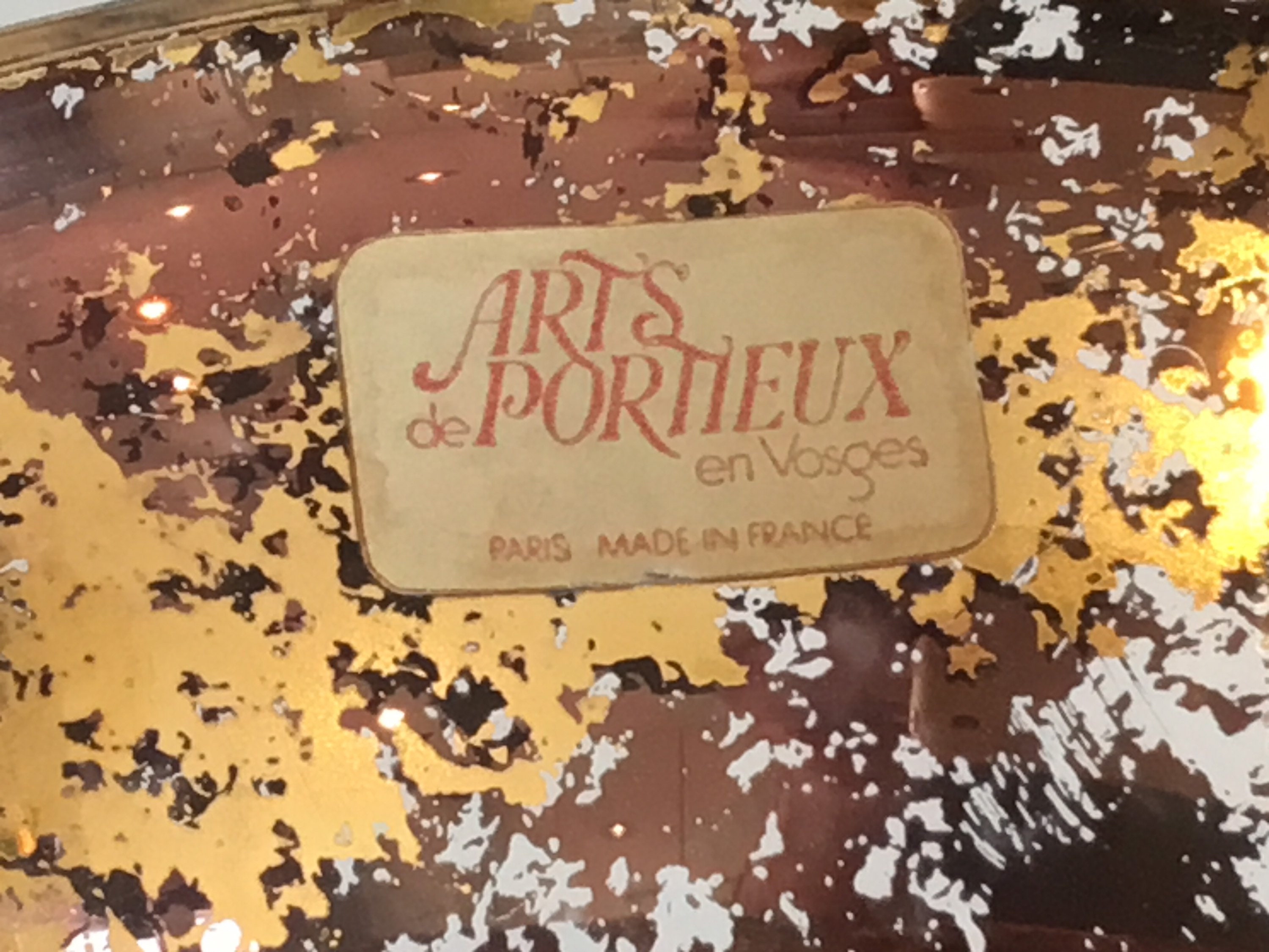Vintage Crystal Vase | 1970s Gold Leaf Decor by Arts de Portieux Paris — photo 8 of 8