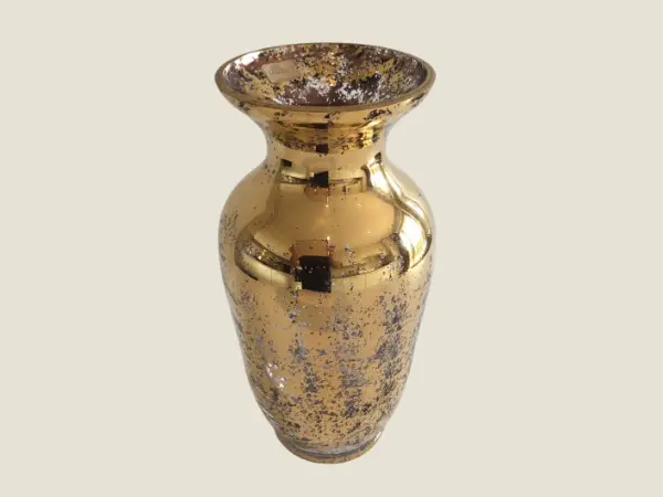 Vintage Crystal Vase | 1970s Gold Leaf Decor by Arts de Portieux Paris