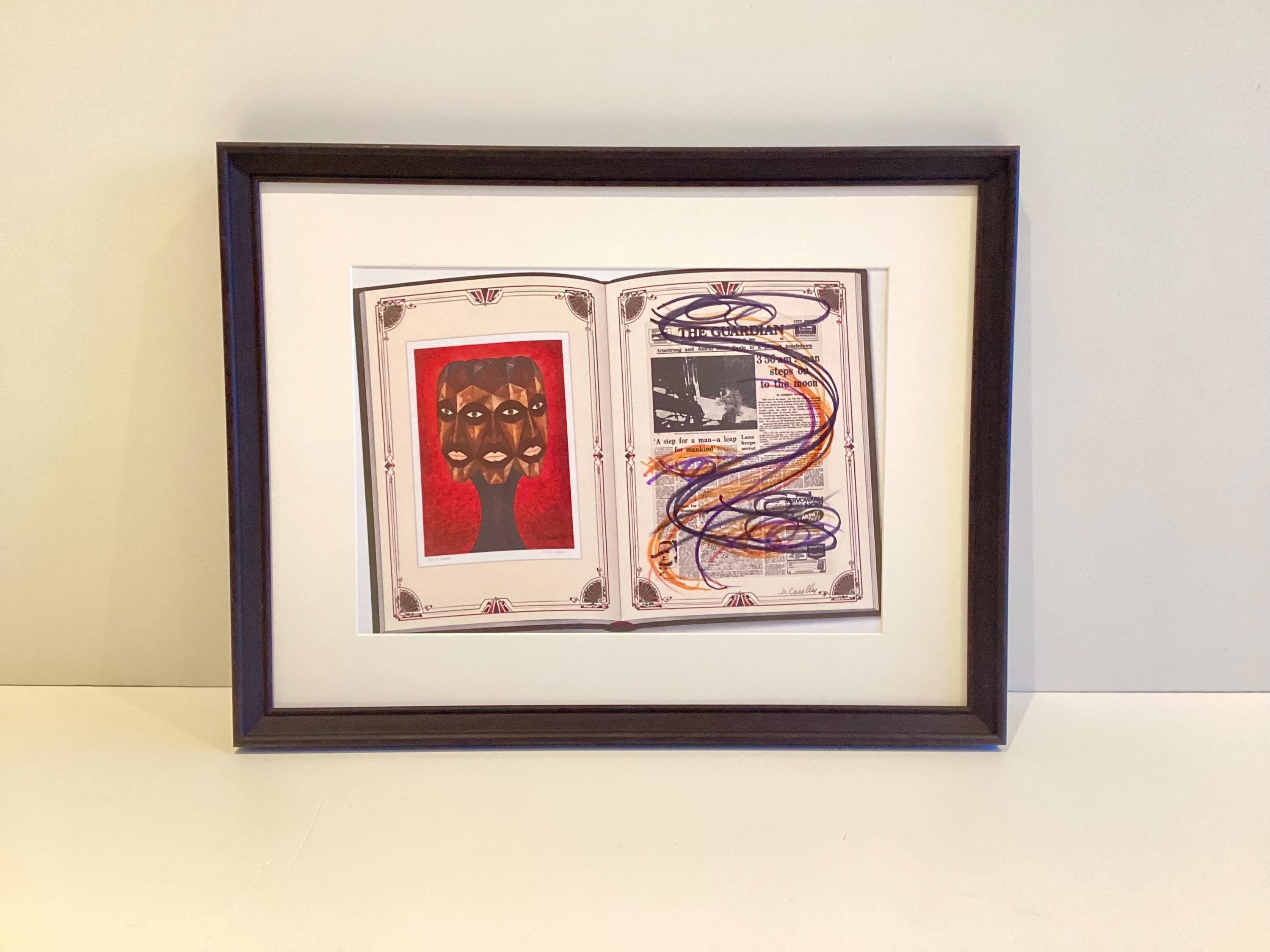 Diego Casella-Pc-1954 "The Keeper/The Guardian" Historic Newspaper Overwrite Original Hand-Drawn Conceptual Mixed Media — photo 2 of 11
