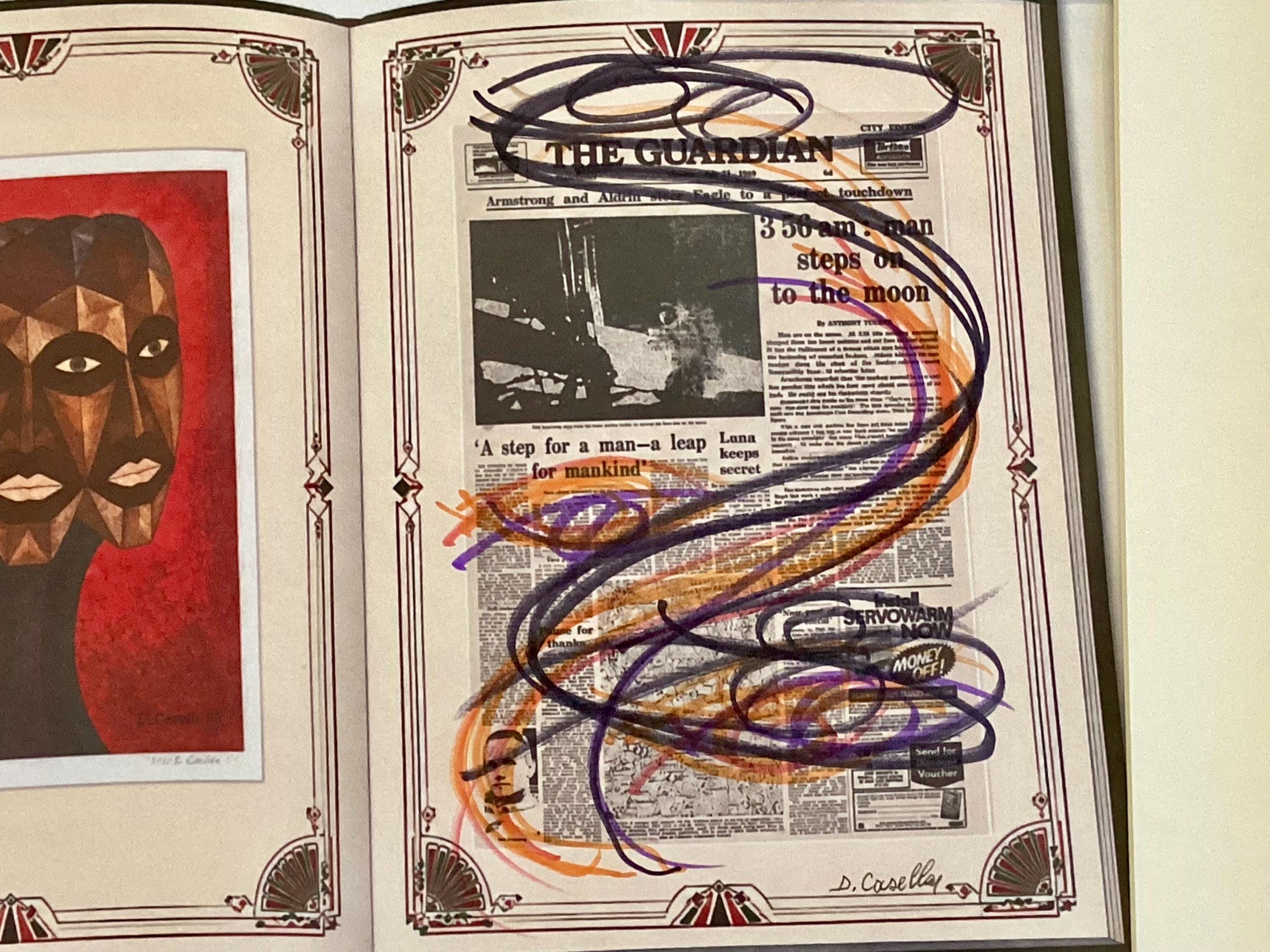 Diego Casella-Pc-1954 "The Keeper/The Guardian" Historic Newspaper Overwrite Original Hand-Drawn Conceptual Mixed Media — photo 11 of 11