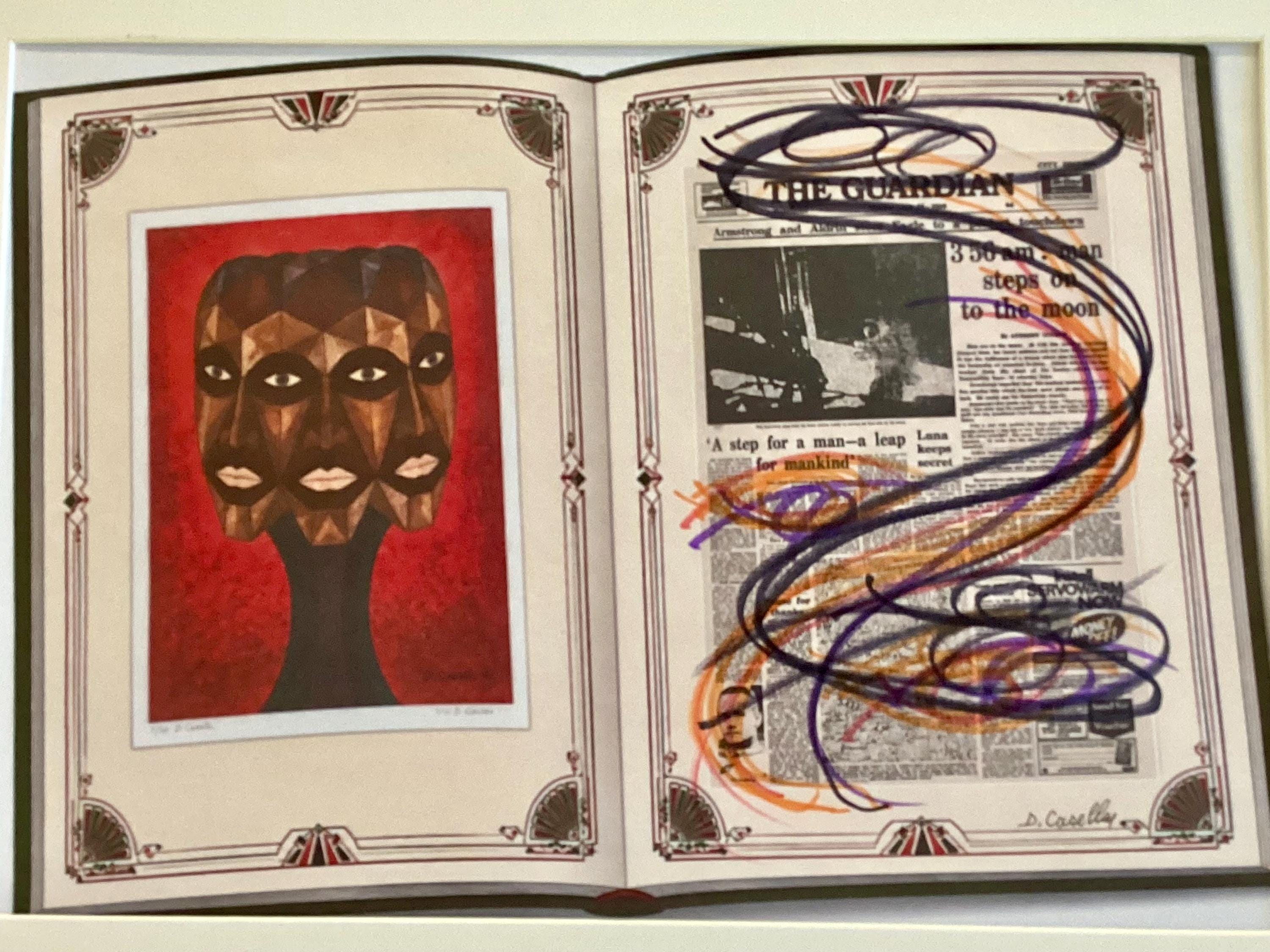 Diego Casella-Pc-1954 "The Keeper/The Guardian" Historic Newspaper Overwrite Original Hand-Drawn Conceptual Mixed Media — photo 5 of 11