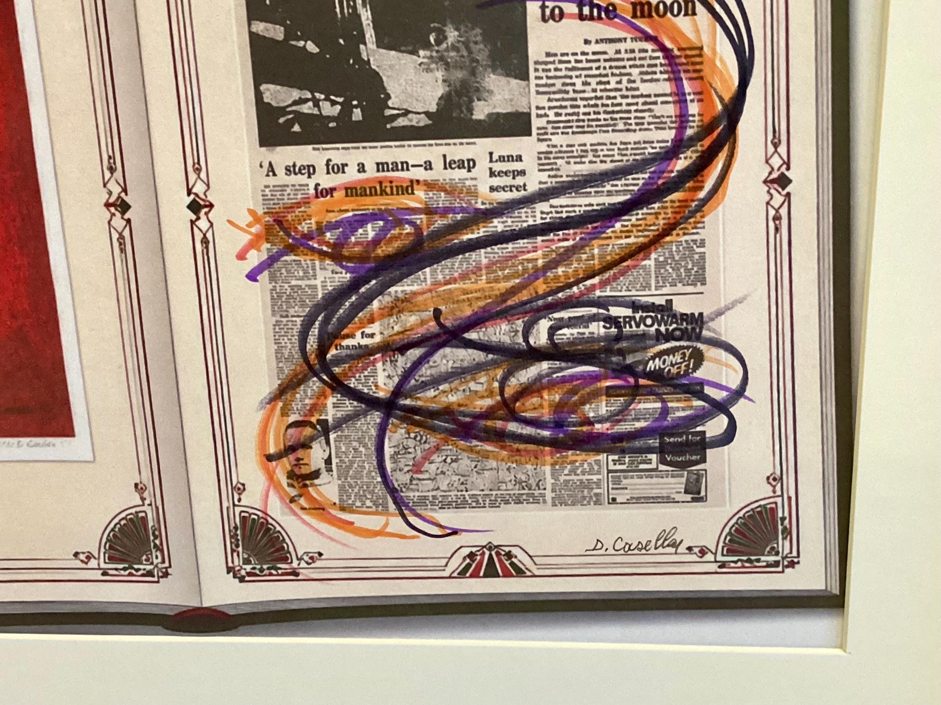 Diego Casella-Pc-1954 "The Keeper/The Guardian" Historic Newspaper Overwrite Original Hand-Drawn Conceptual Mixed Media — photo 8 of 11
